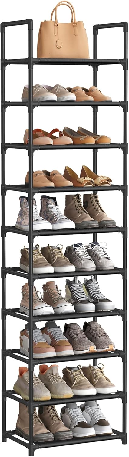 Thumbnail 5 de SONGMICS 5-Tier Shoe Rack, Space-Saving Metal Frame Shoe Storage Organiser (28 x 45 x 89 cm) in Black, LSH005B02