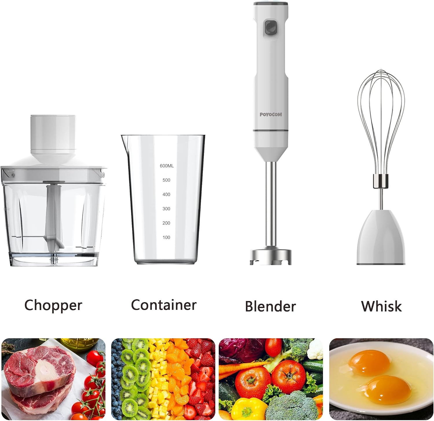 Detalle de POYOCOM Kabelloser Stabmixer Akku mit Typ-C