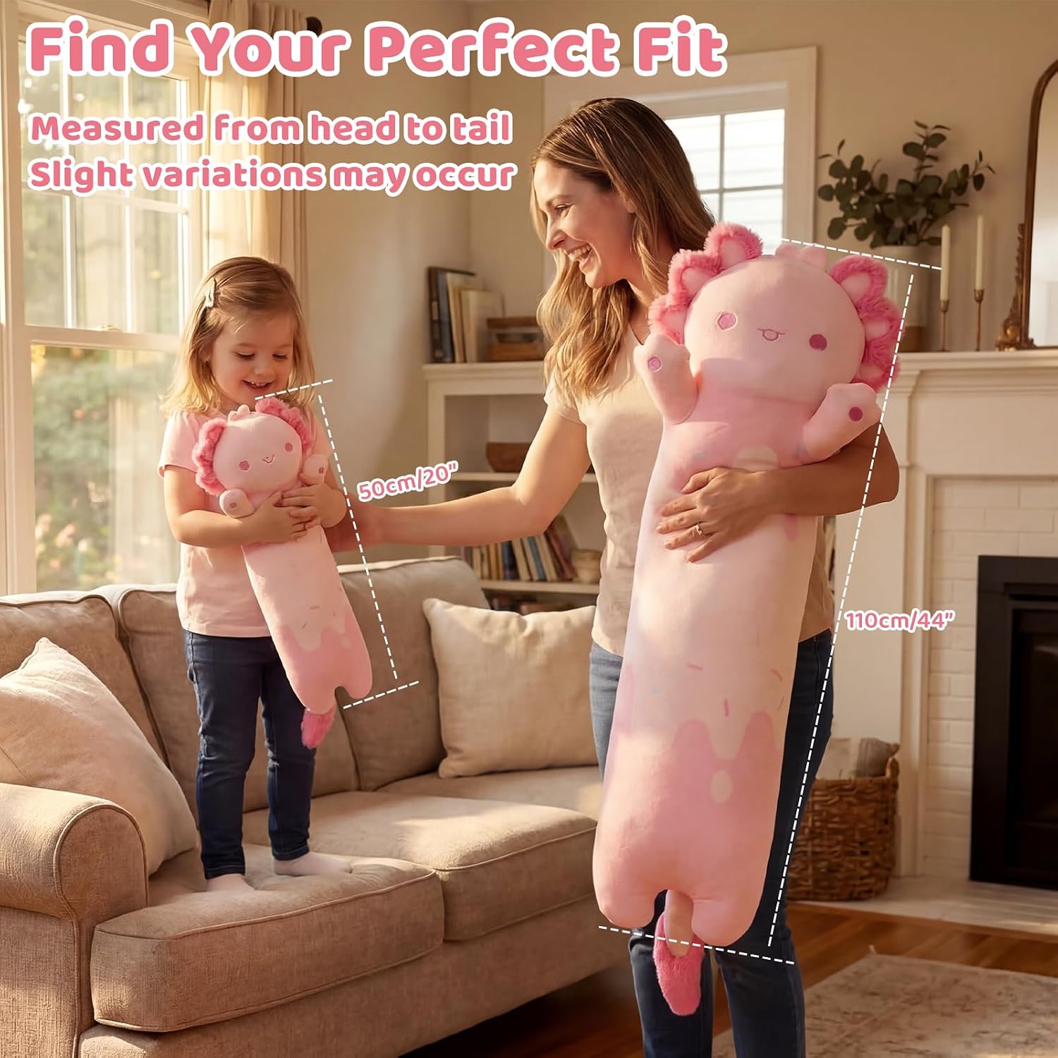 Thumbnail 6 de Mewaii 44in Long Pink Axolotl Plush Pillow (44 inch) – super-soft hugging axolotl plush toy