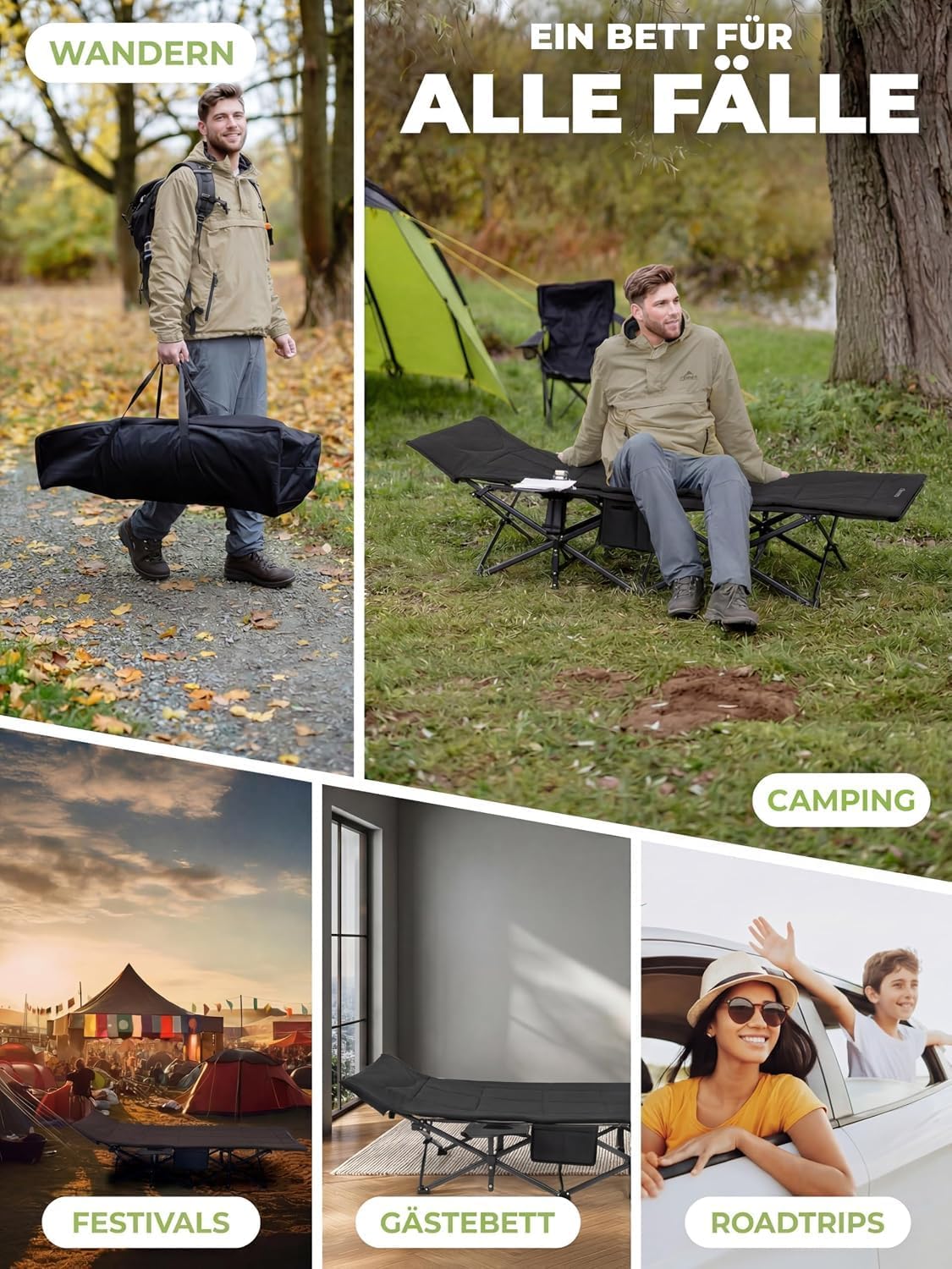 Detalle de NordicTrails Feldbett klappbar in 10 Sekunden aufgebaut – XL Campingbett mit Matratze