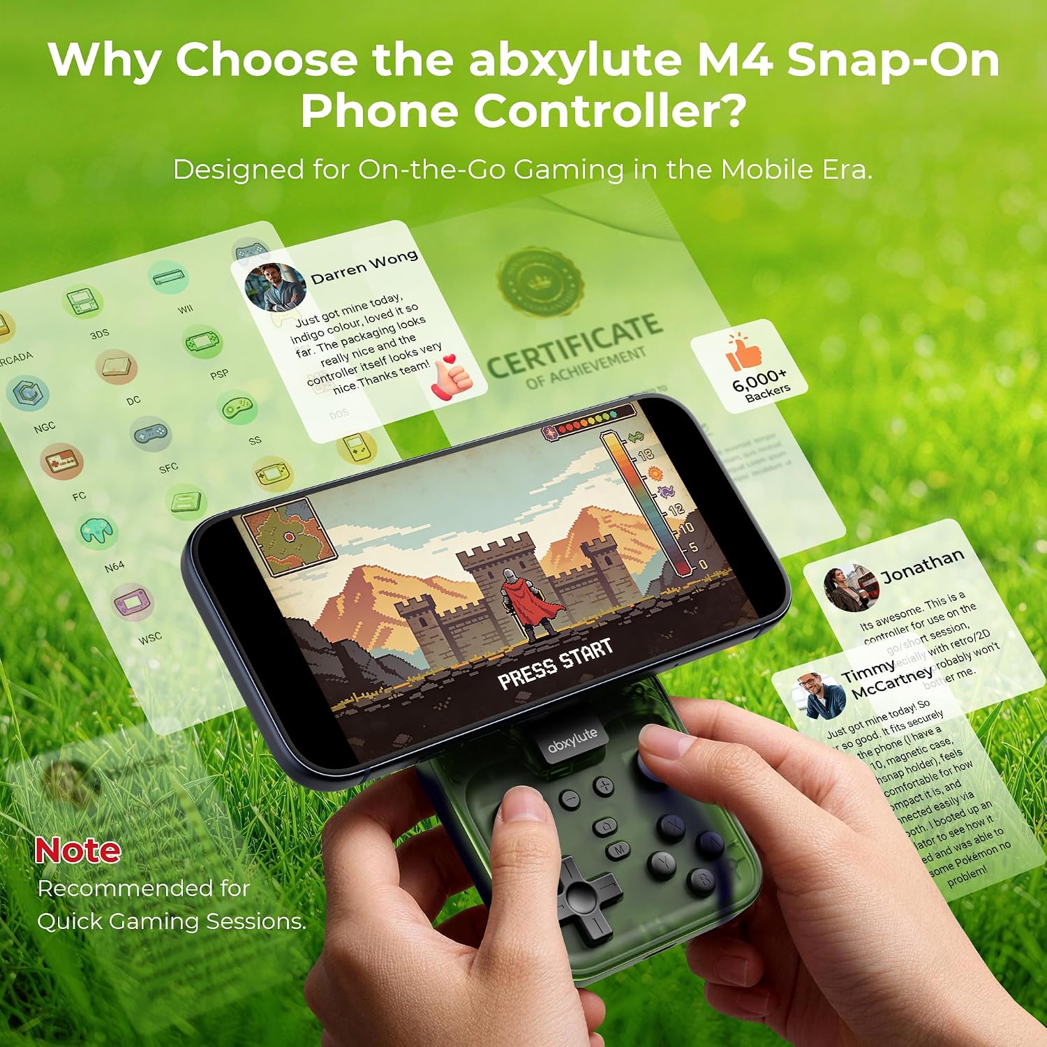 Thumbnail 1 de abxylute M4 Snap-On Mobile Gaming Controller (Green): Pocket-Sized Power for Android & iPhone