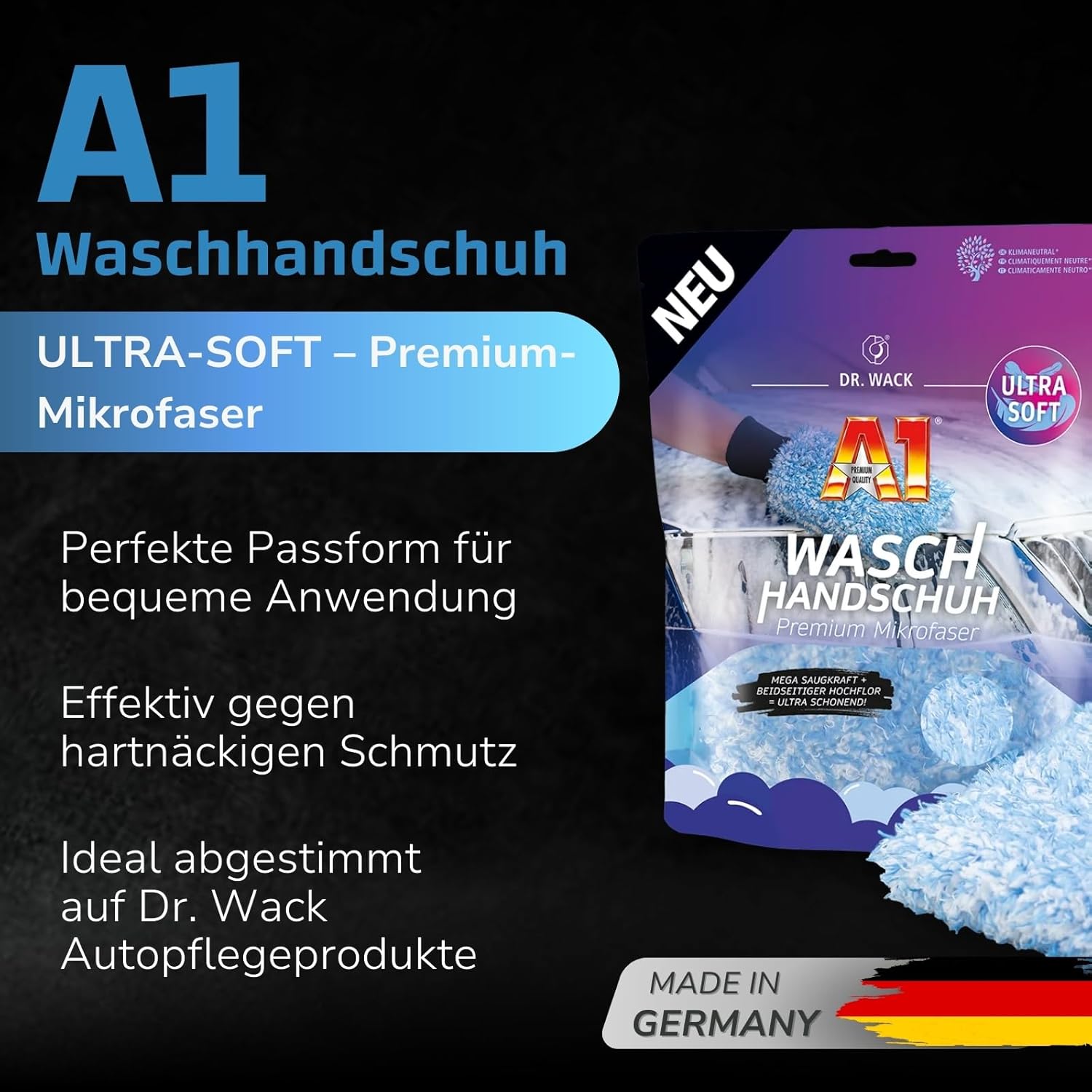 Thumbnail 2 de Dr. Wack A1 Waschhandschuh Auto – Premium Mikrofaser, Ultra-Soft & Saugstark