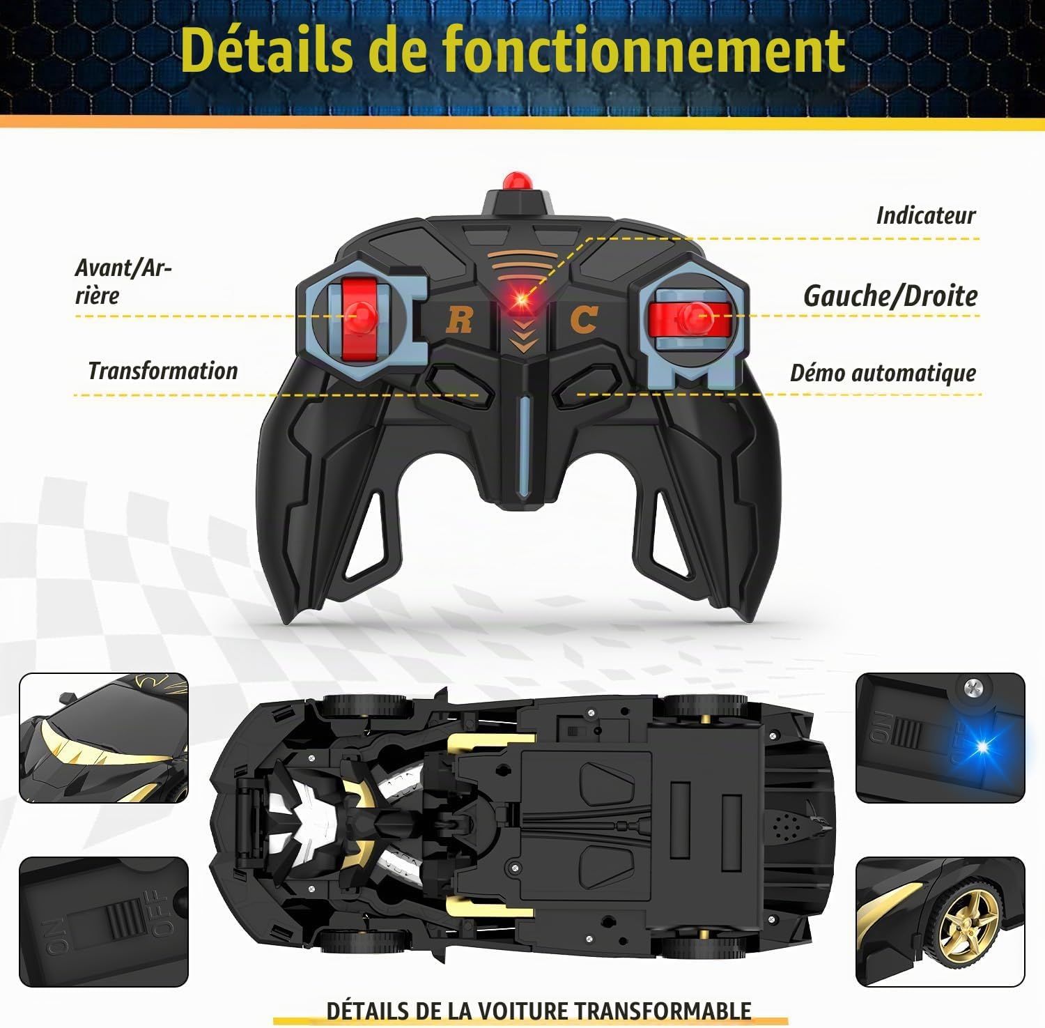Detalle de Mieryd transformeerbare RC-auto en robot, 1:18, zwart, 2,4 GHz