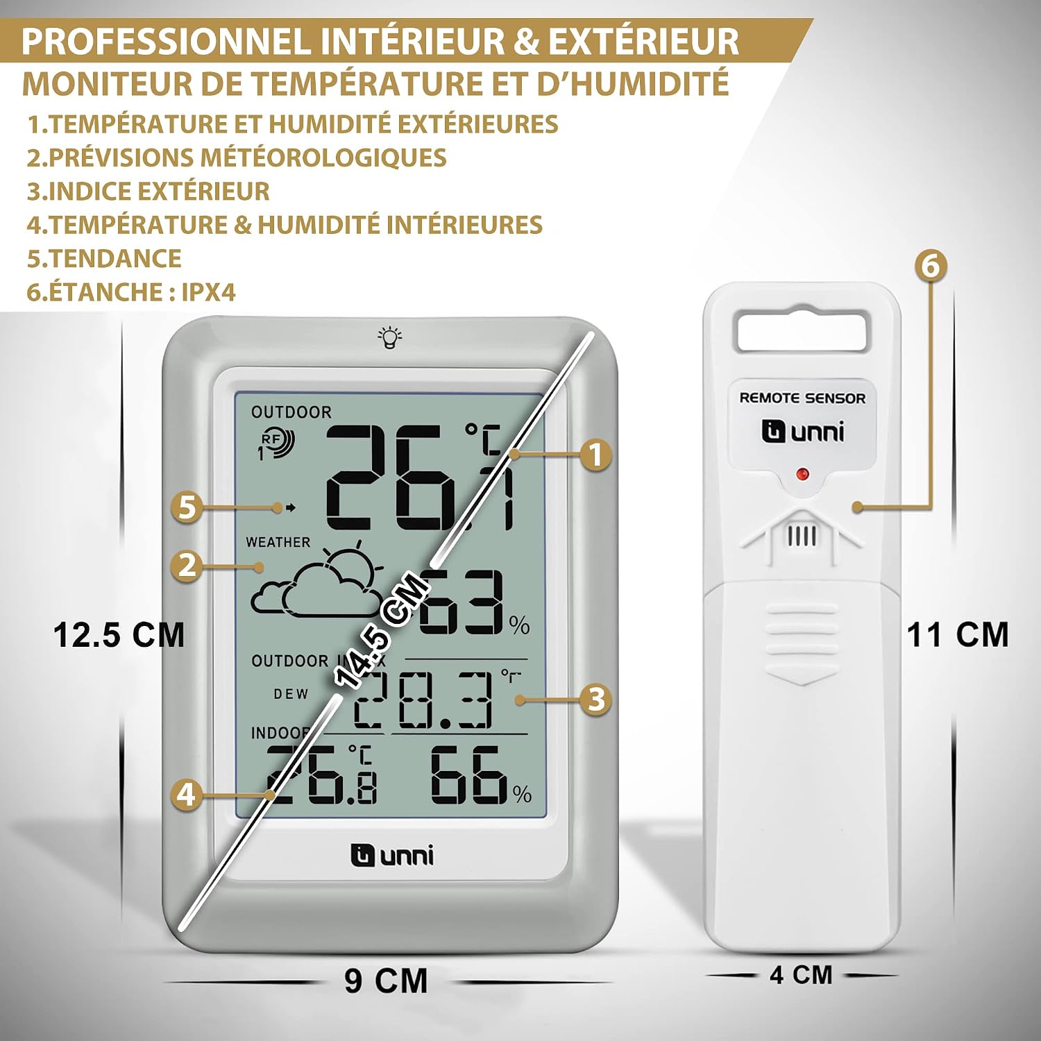 Detalle de Thermomètre hygromètre numérique 100 m