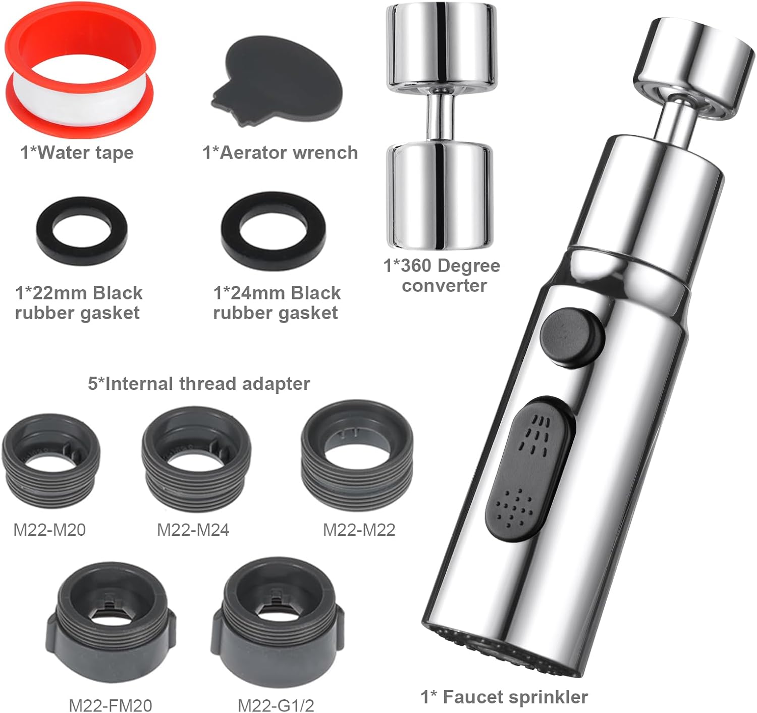 Thumbnail 6 de OSDUE FM22 M24 Kitchen Tap Spray Head 360°
