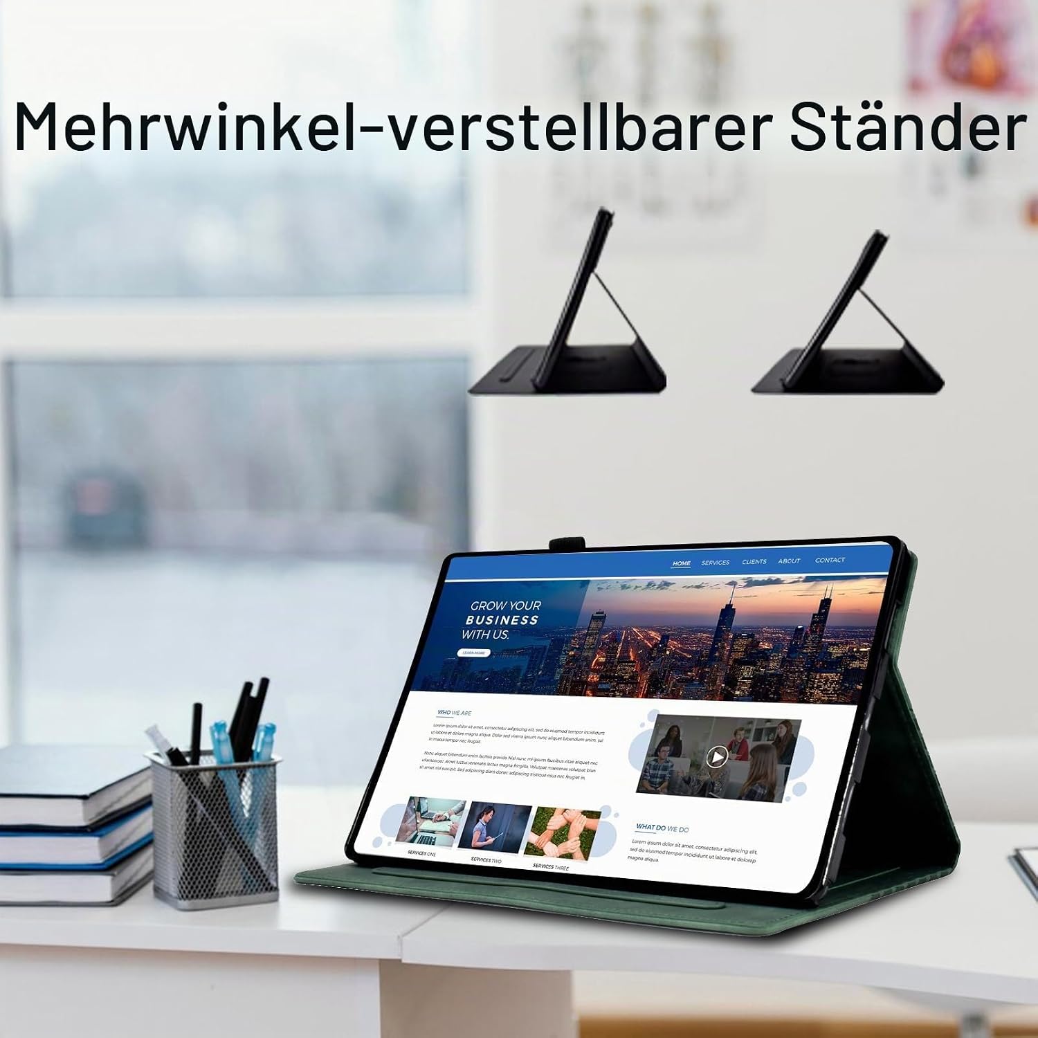 Detalle de Hülle für 7.9-Zoll iPad Mini 5/4/3/2 – Premium PU-Lederhülle mit Sleep/Awake, Stifthalter und Kartenfach (Dunkelgrün)