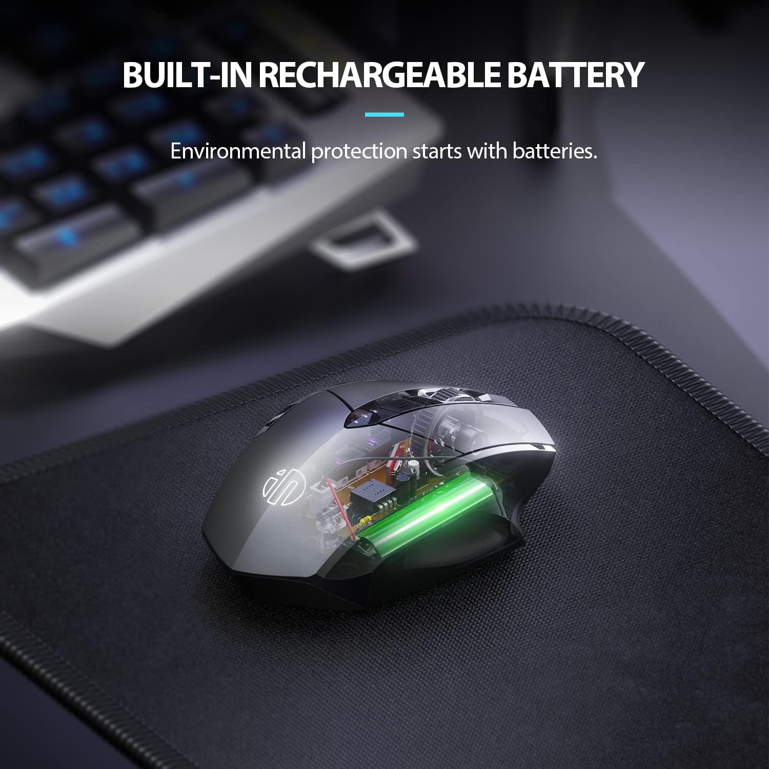 Detalle 2 de INPHIC Wireless Mouse Rechargeable, Silent Click, 2400 DPI – M6P Grey