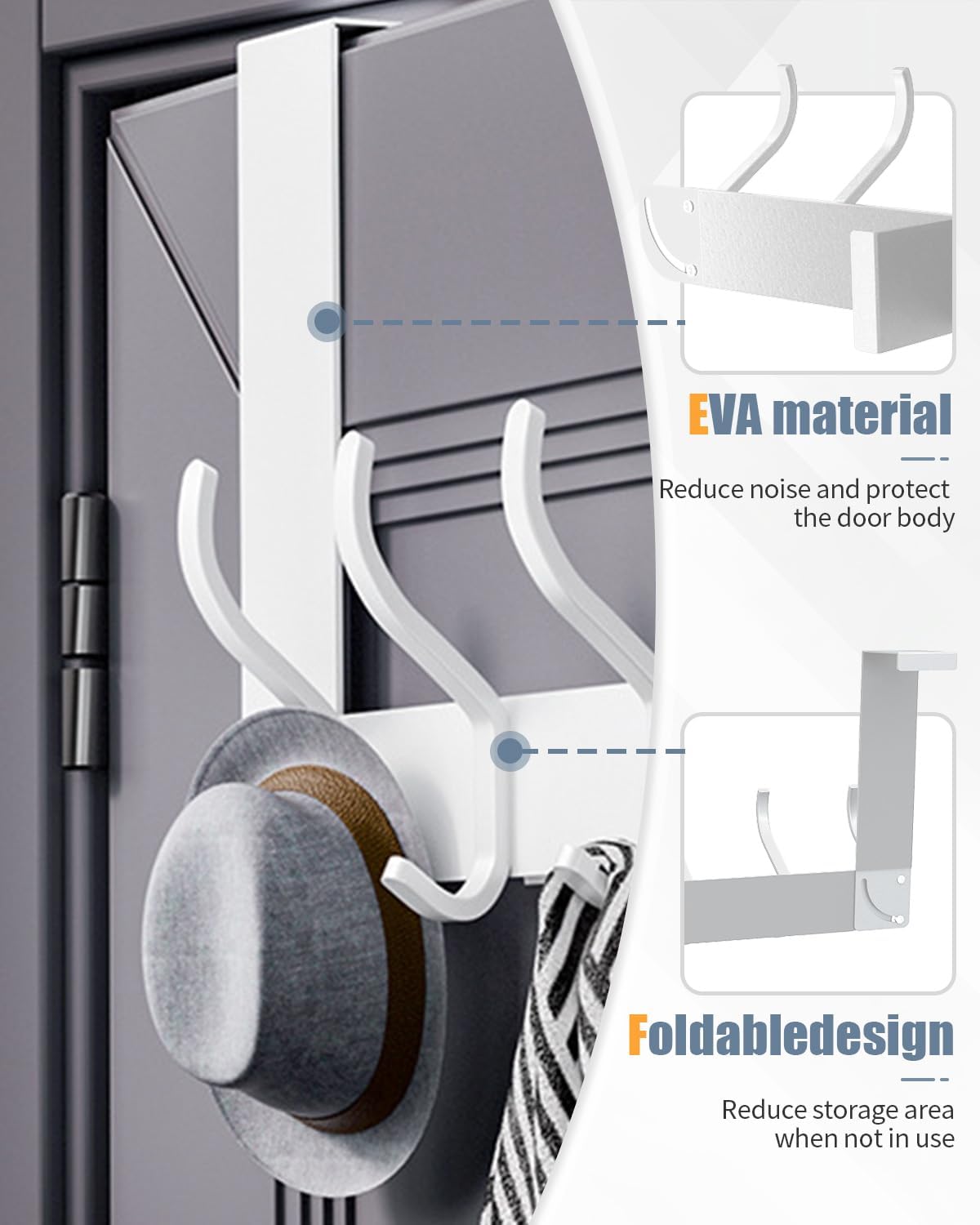 Thumbnail 4 de Lorrtta Over Door Hook: Stainless Steel Door Hanger with 12 Hooks (No Drilling)