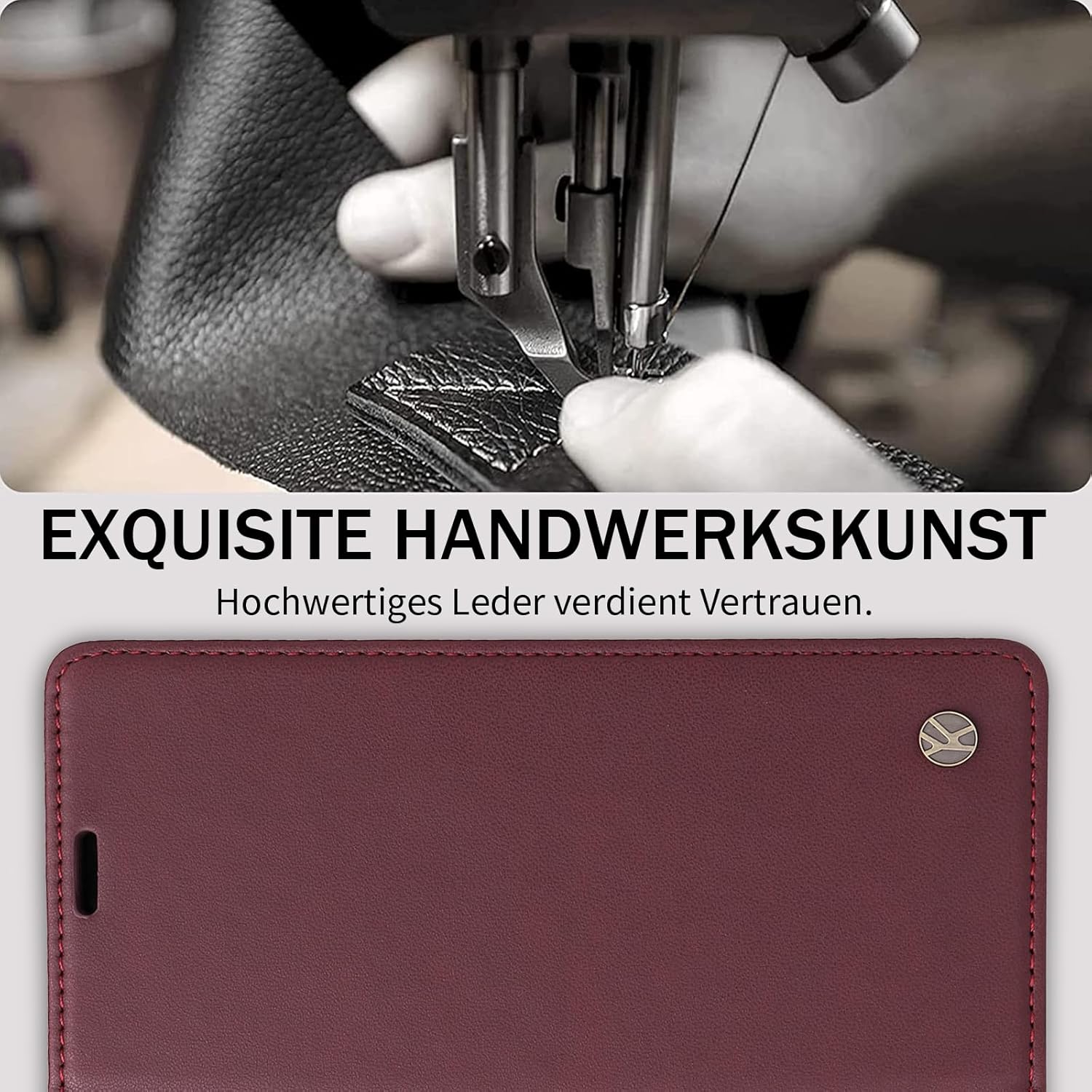 Thumbnail 5 de Migexxkj Handyhülle für 17 – Klapphülle mit Kartenfach, RFID-Schutz und Ständer aus Premium PU Leder (Rot)