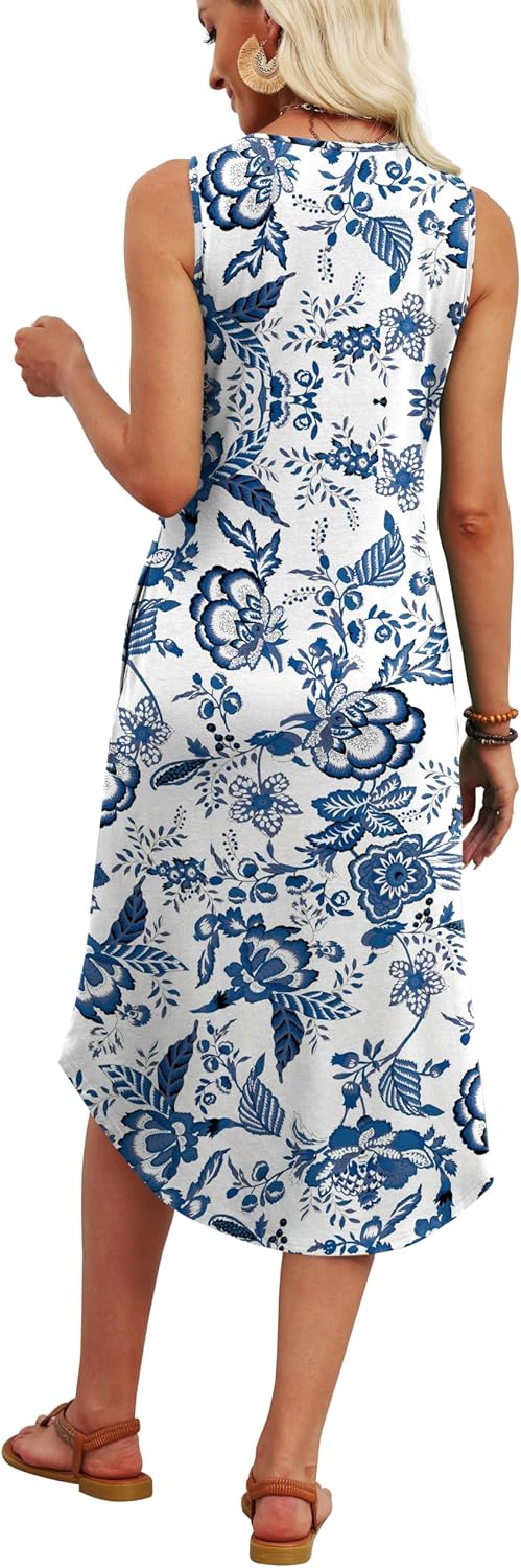 Thumbnail 3 de WIHOLL Summer Dresses for Women 2026 Button Front Sleeveless Midi Dress with Pockets