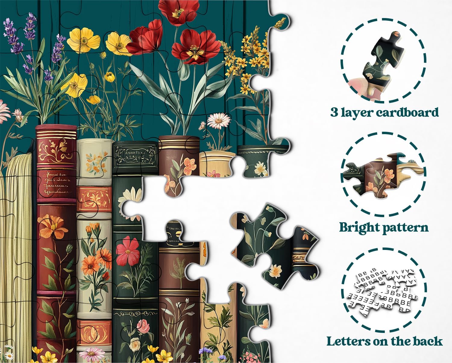 Thumbnail 3 de Vintage Wildflower Book Puzzle 1000 Pieces 📦
