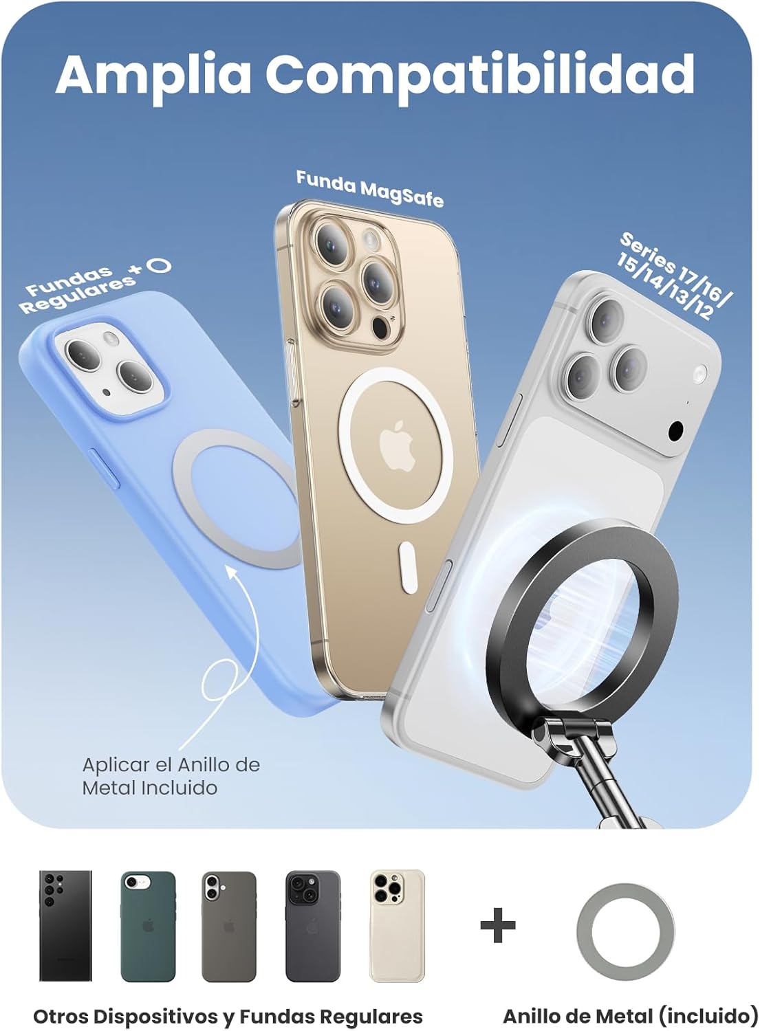 Detalle 2 de EOIWUY soporte magnético coche MagSafe 360°