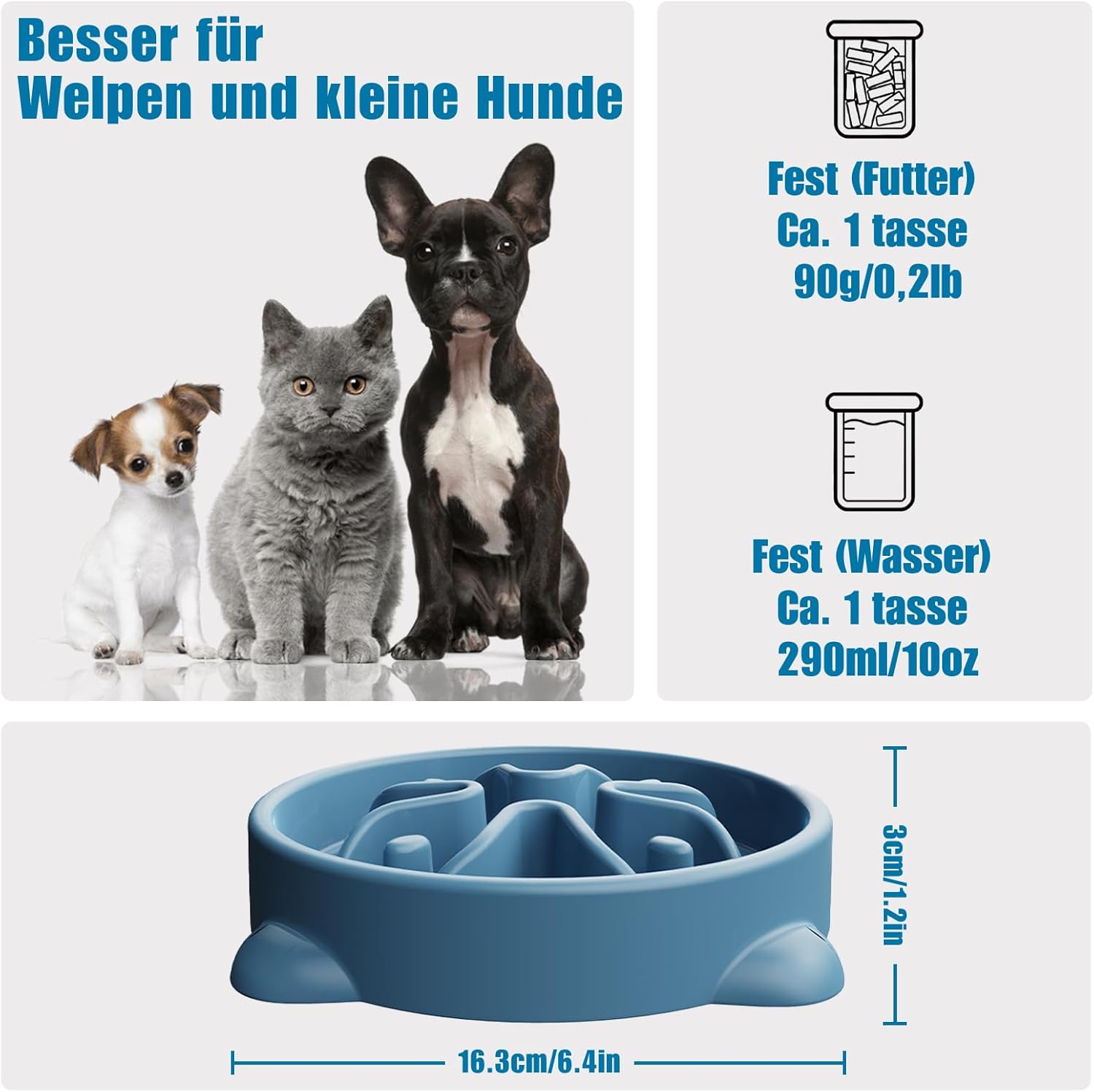 Thumbnail 1 de TOKAYIFE Antischlingnapf Hunde Klein, 16.3 cm – langsames Futter für Katzen & kleine Hunde
