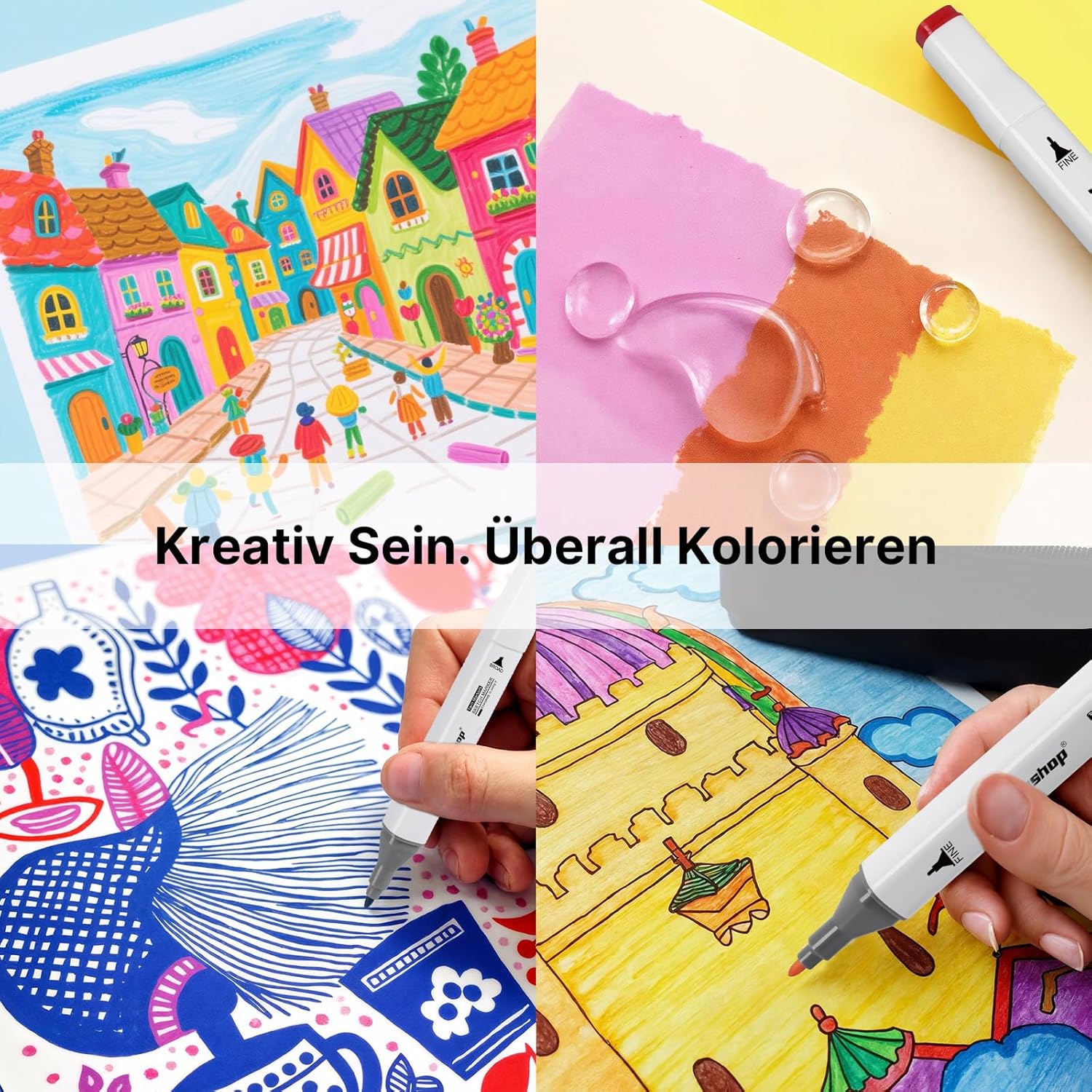 Thumbnail 6 de Tongfushop Filzstifte Marker Set – 80 Alkohol Marker mit Fein- und Breitspitze, schnell trocknend