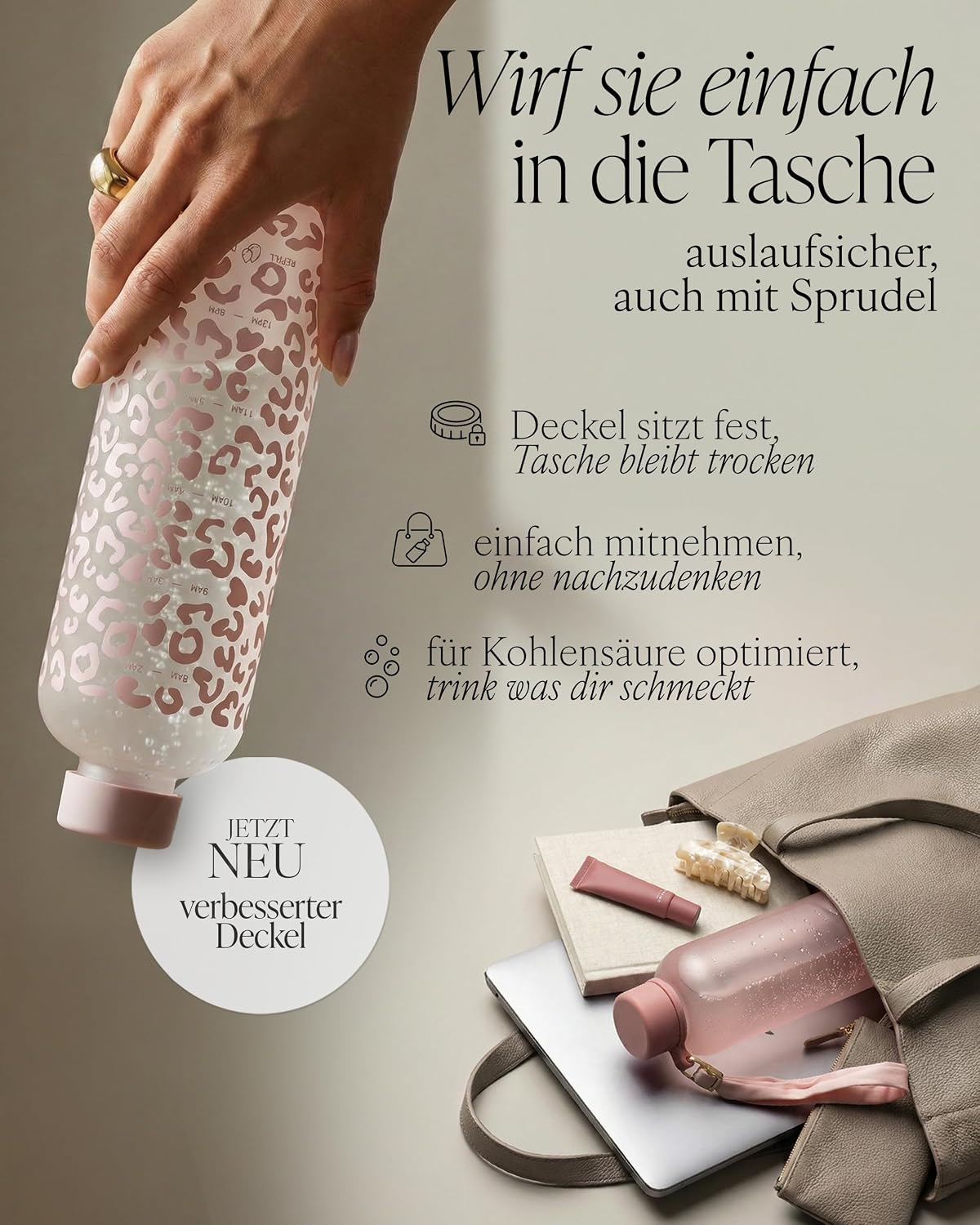 Detalle 2 de MAMEIDO Trinkflasche mit Zeitmarkierung 1,5 l âđ§Ș