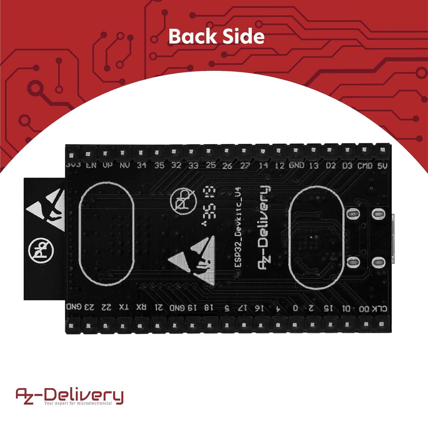 Detalle 2 de AZDelivery 3× ESP32 Dev Kit C V4 NodeMCU WLAN (inkl. E‑Book) – für Prototyping mit Arduino & Lua