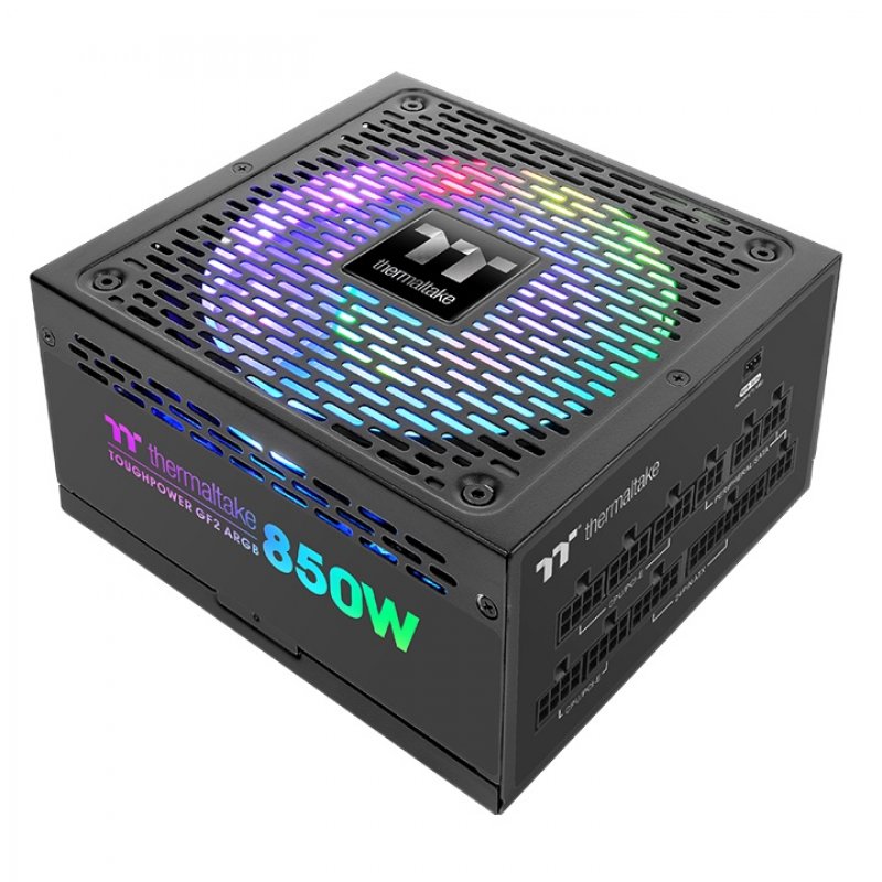 Detalle de Thermaltake Toughpower GF2 ARGB 850W Premium Edition: fuente modular 80 Plus Gold con iluminación Riing Duo