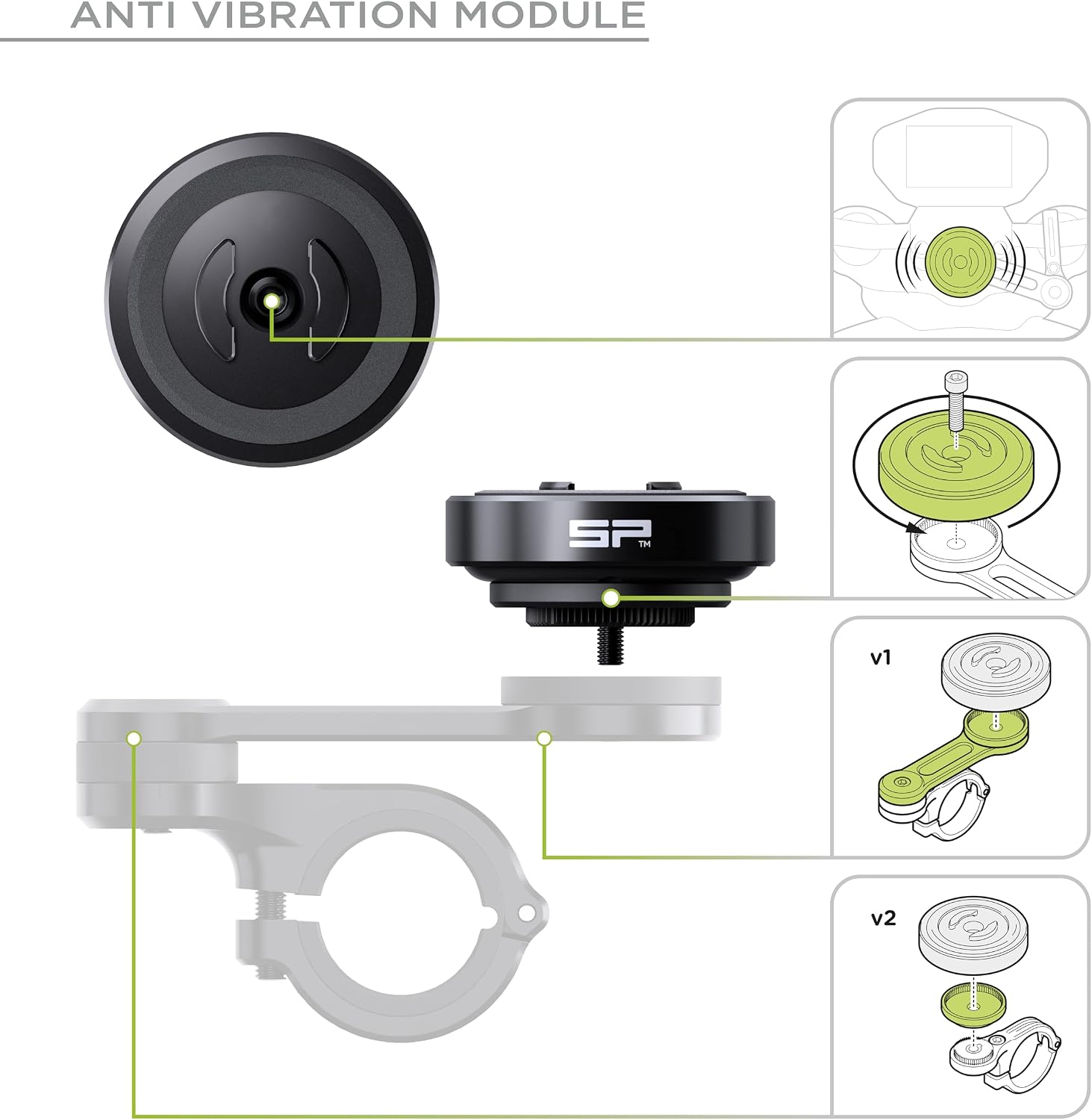 Detalle de SP CONNECT SPC+ Moto Mount Pro pour Xiaomi 13 — Support de téléphone Portable avec Module Anti-Vibrations