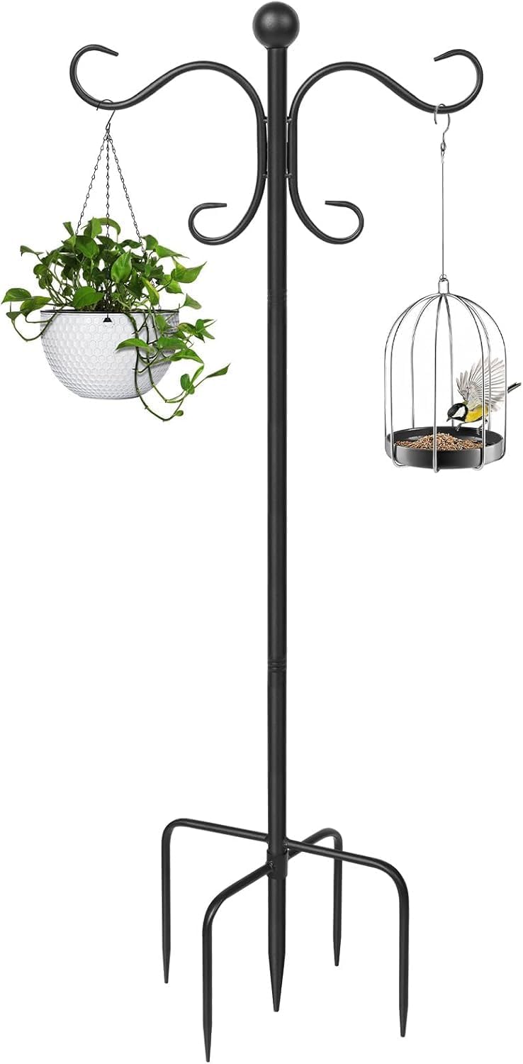 Detalle de DxJ 76-Inch Double Shepherd Hook with Five-Prong Base and Adjustable Height