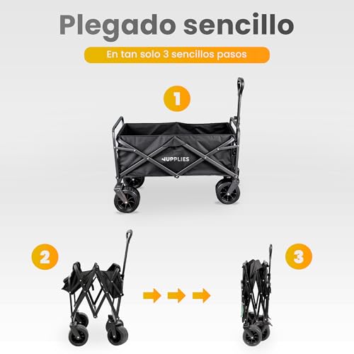 Thumbnail 7 de JUPPLIES Carro plegable con ruedas grandes Todoterreno (hasta 75 kg) para playa, jardín y supermercado