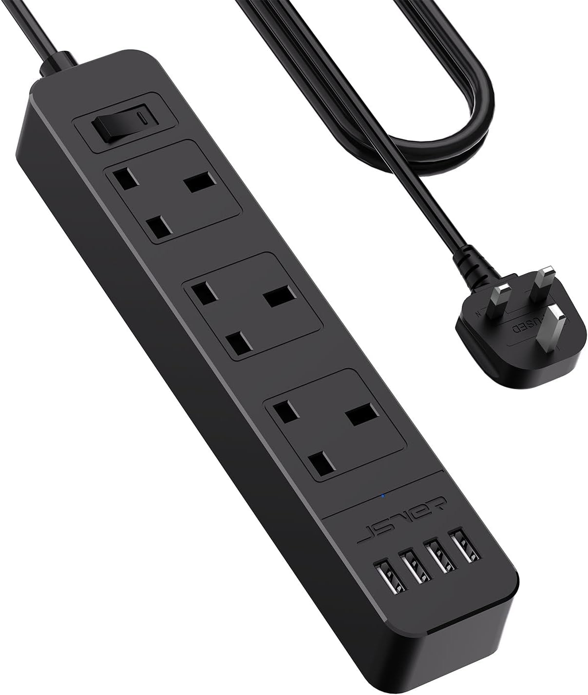 Detalle de JSVER Extension Lead 3m 3250W 13A with USB ports 🔌