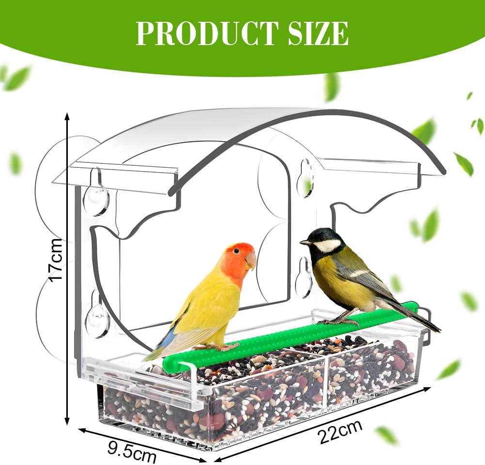 Detalle 2 de OFFCUP Window Bird Feeder with 4 Suction Cups and Removable Seed Tray