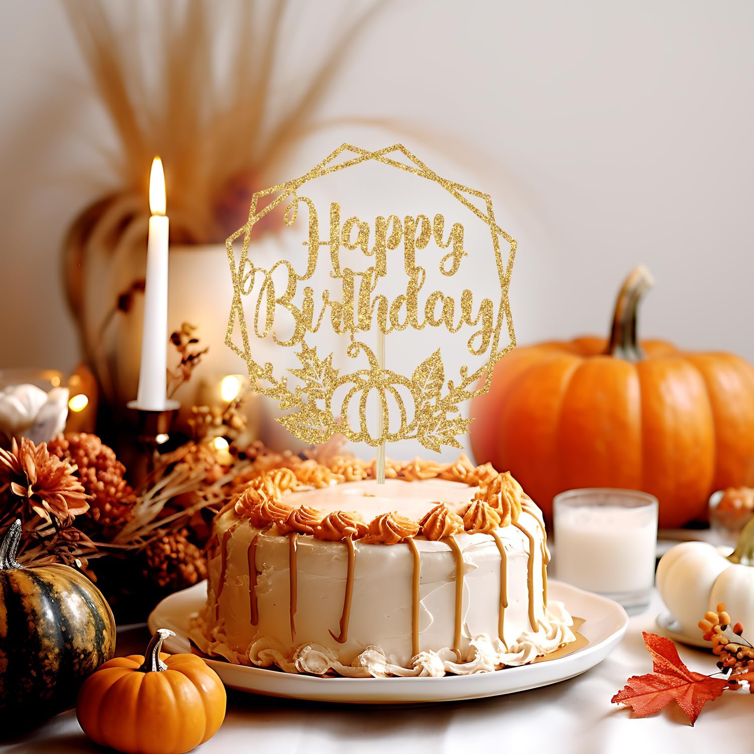 Detalle 2 de Pumpkin Birthday Cake Topper, 5.9-Inch Sticks