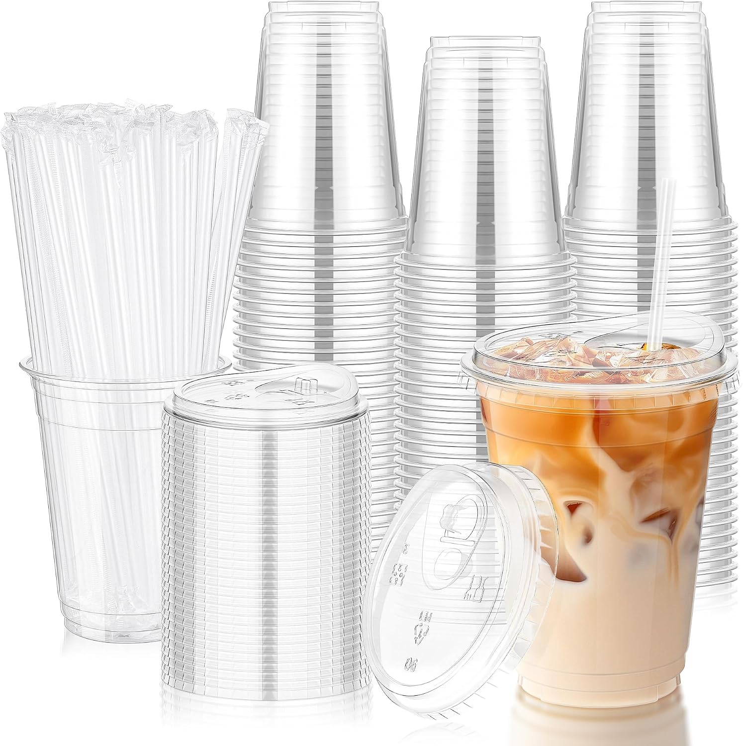 Detalle de DI QIU REN DQR-CA-51-100pcs16oz clear straw cup, 100 Clear Plastic Cups