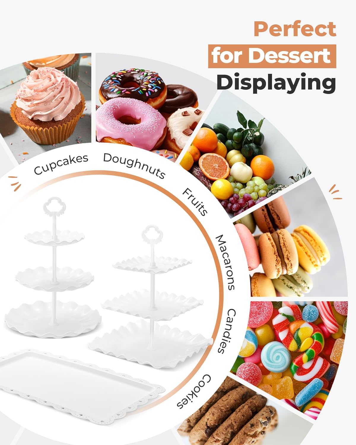 Thumbnail 5 de Kootek 10-Piece 3-Tier Dessert Cupcake Stand Set for Weddings, Tea Parties, Birthdays & More