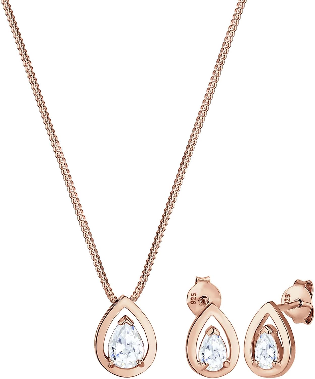 Detalle de Elli Tropfen Schmuckset 925 Rosé vergoldet