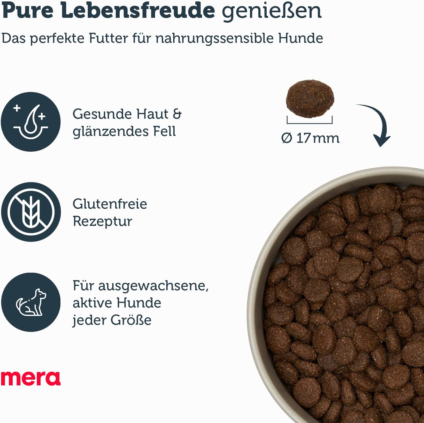 Detalle de MERA Pure Sensitive Lamm & Reis – Hundefutter trocken ohne Weizen und Zucker (12,5 kg) für sensible Hunde