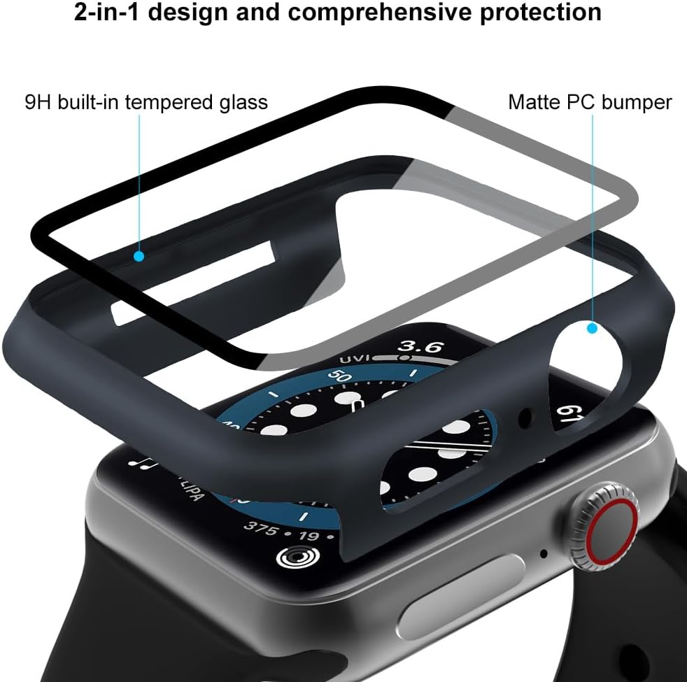 Detalle de OFFCUP Case with Screen Protector for Apple Watch Series 9/Series 8 (41mm) – 2 Pack with Built-in 9H Glass