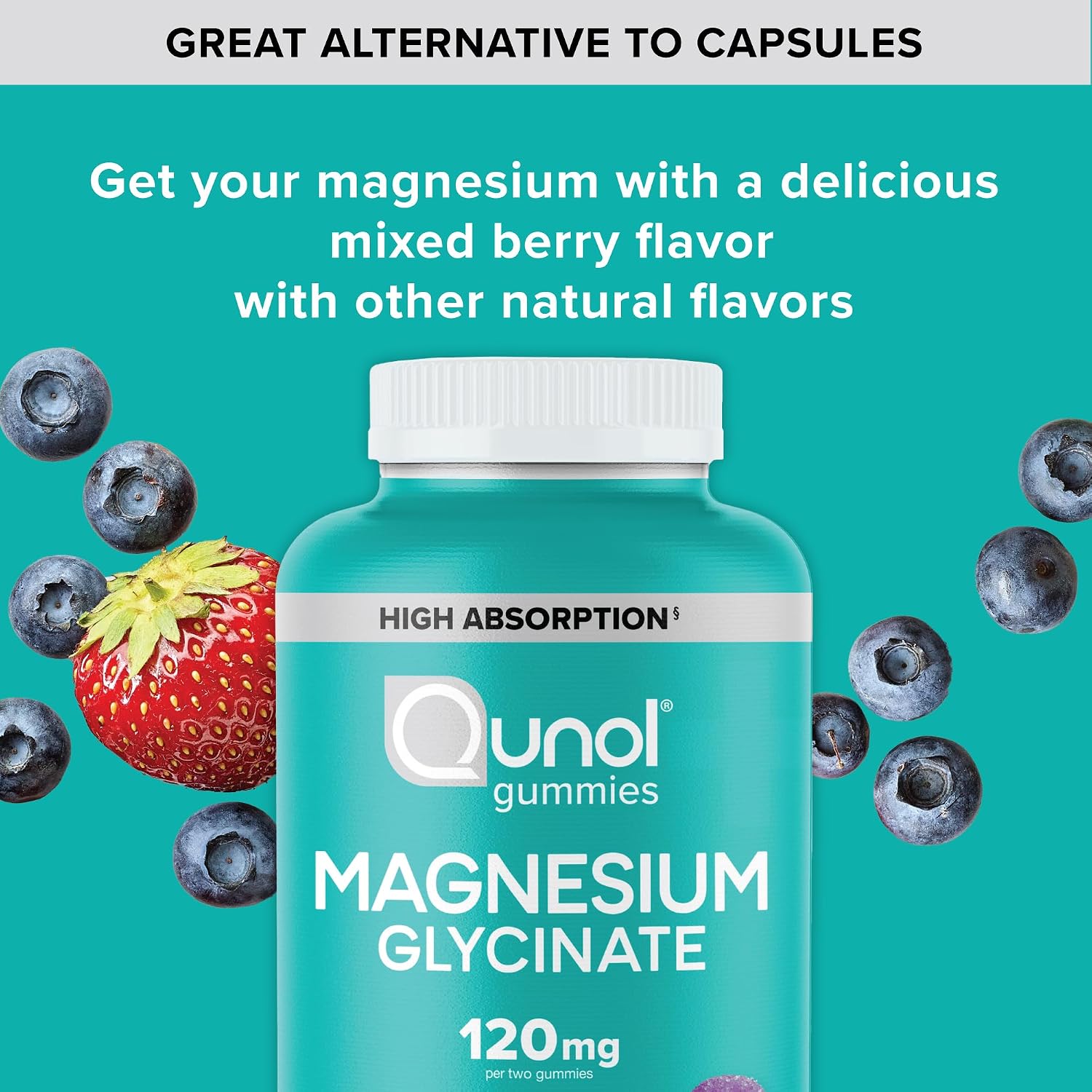 Detalle 2 de Qunol Magnesium Glycinate Gummies, 120 mg, Vegetarian, 90 Count