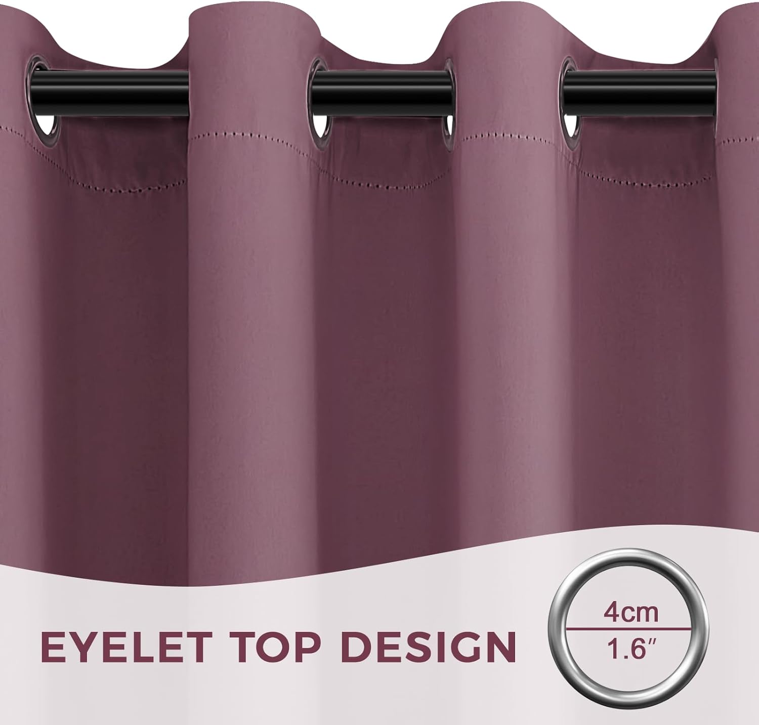 Thumbnail 1 de Lot de 2 rideaux occultants MRTREES rose poudré à œillets 140 x 240 cm