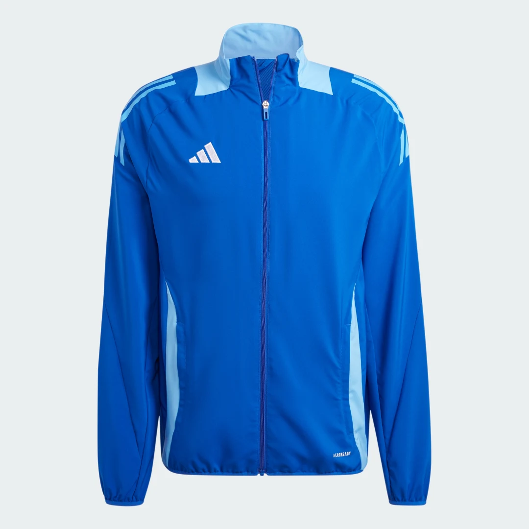 Detalle de Chaqueta presentación Tiro 24 Competition de Adidas: una opción fiable en azul para entrenar