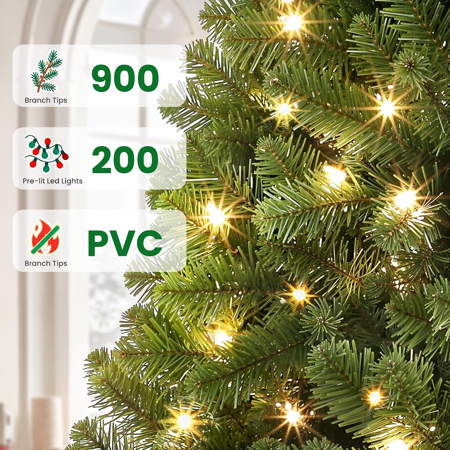 Detalle de SHareconn G0501A(0.17) G1002A(0.34) 6-Foot Prelit Spruce Christmas Tree