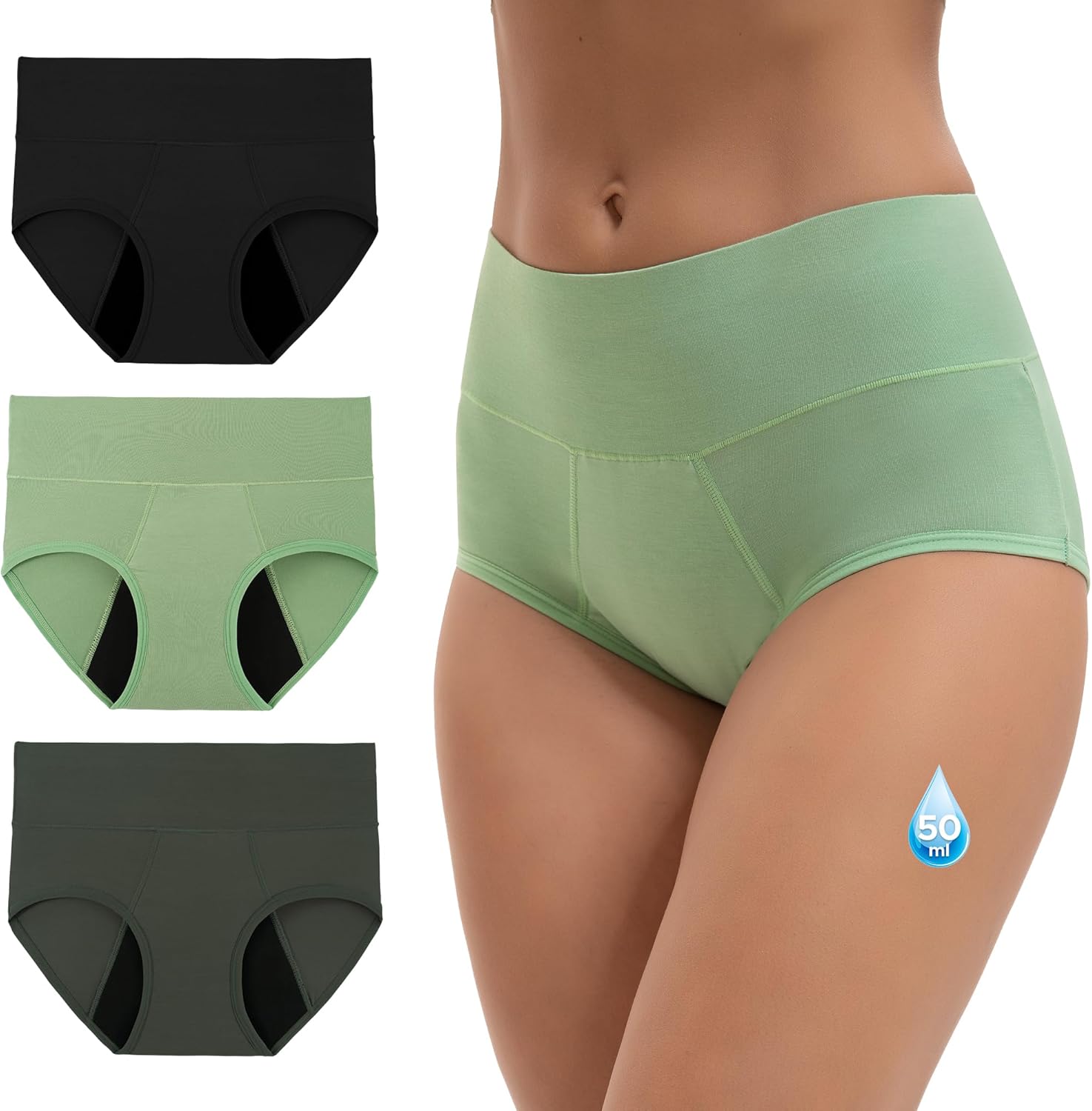 Thumbnail 6 de INNERSY Periodenunterschwäsche High Waist – Starke Blutung, Bambus, 3er Pack