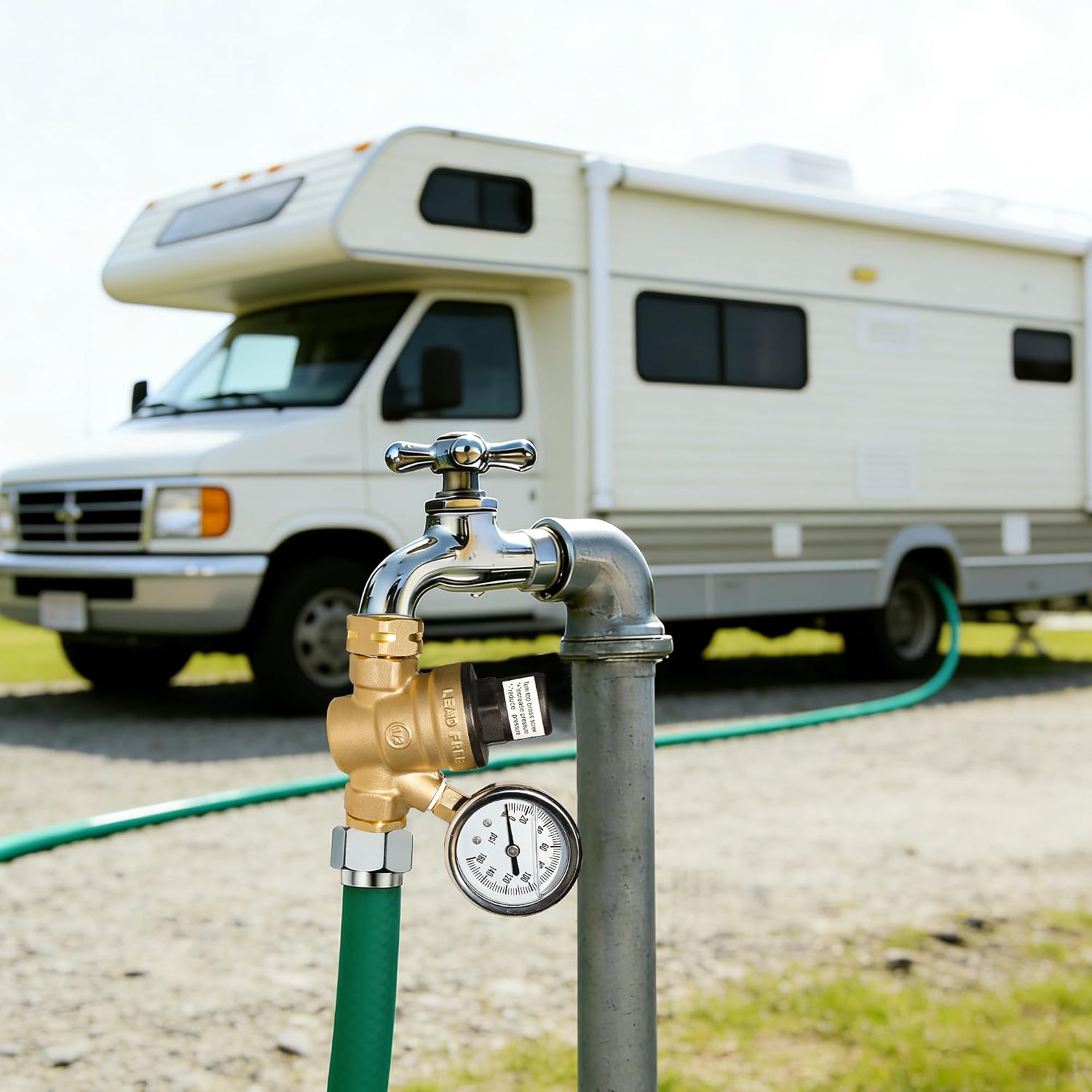 Thumbnail 6 de Hourleey RV Water Pressure Regulator Valve with Gauge and Inlet Screened Filter