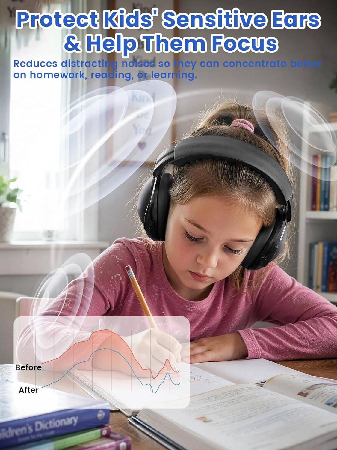 Thumbnail 6 de Dr.meter Kids Ear Defenders (SNR 27.4dB) Noise Cancelling Headphones for Children – Adjustable, Foldable Black