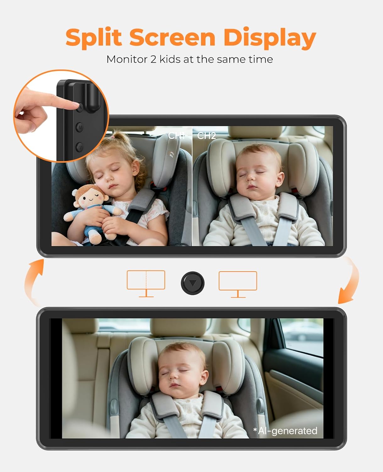 Detalle 2 de LUCKVIEW Dual Baby Car Camera 7.2-Inch Display