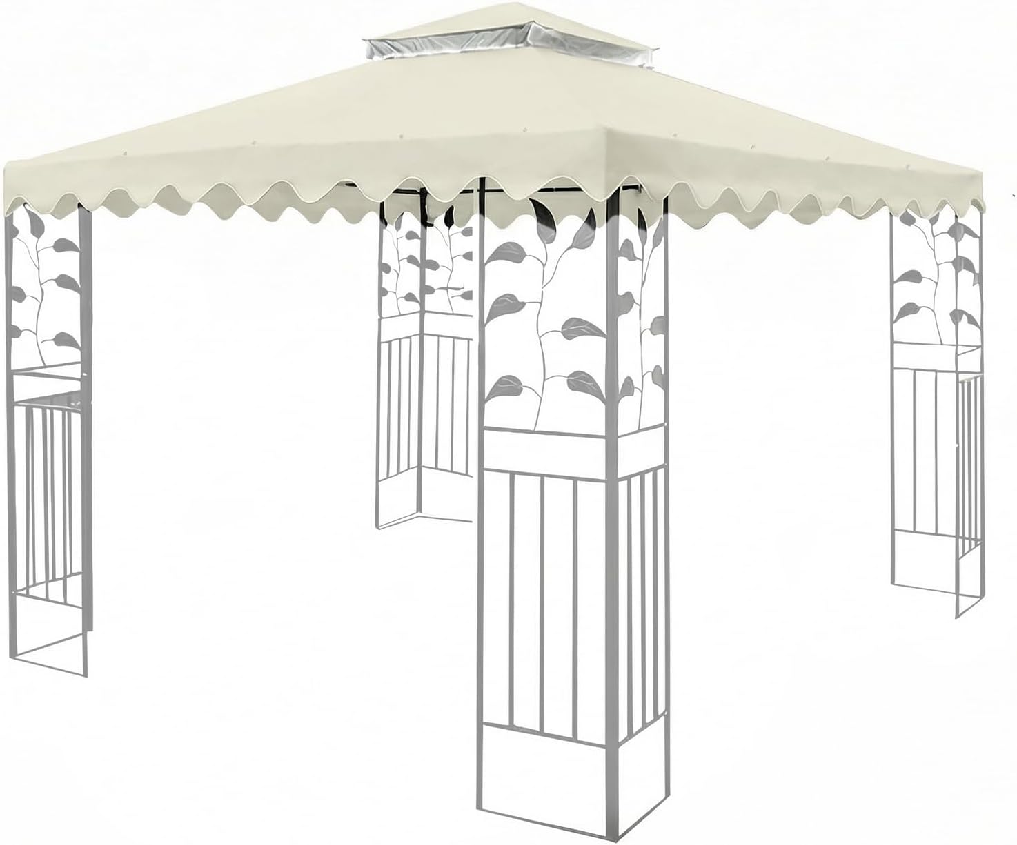Detalle de OKYUK Tetto di ricambio per gazebo 3x3 m con rete traspirante, doppio tetto impermeabile e fori di drenaggio