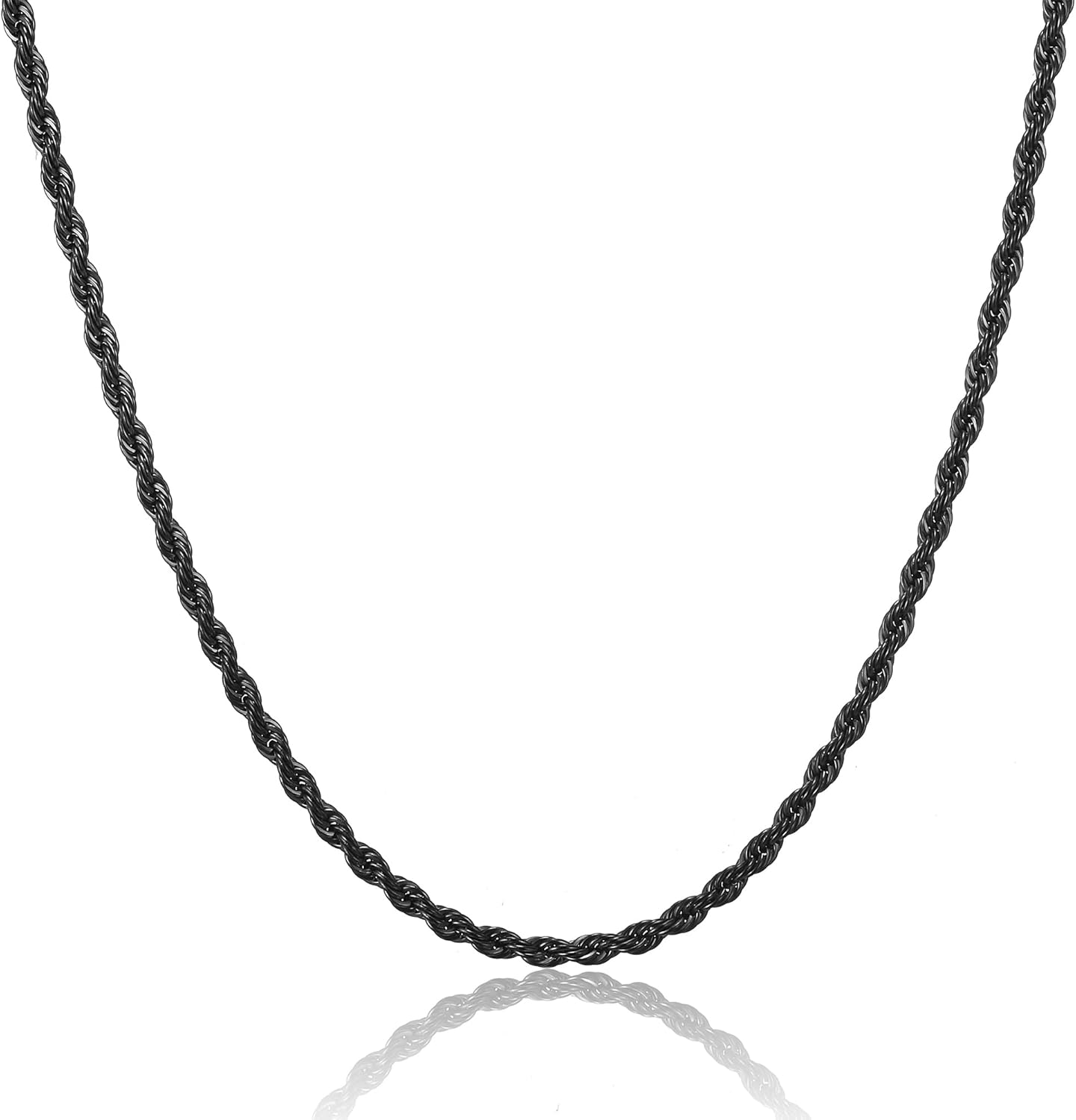 Detalle 2 de RWQIAN Kordelkette Herren Edelstahl Verdrehte Kette 2–4 mm, Silber/Gold/Schwarz | 45–70 cm