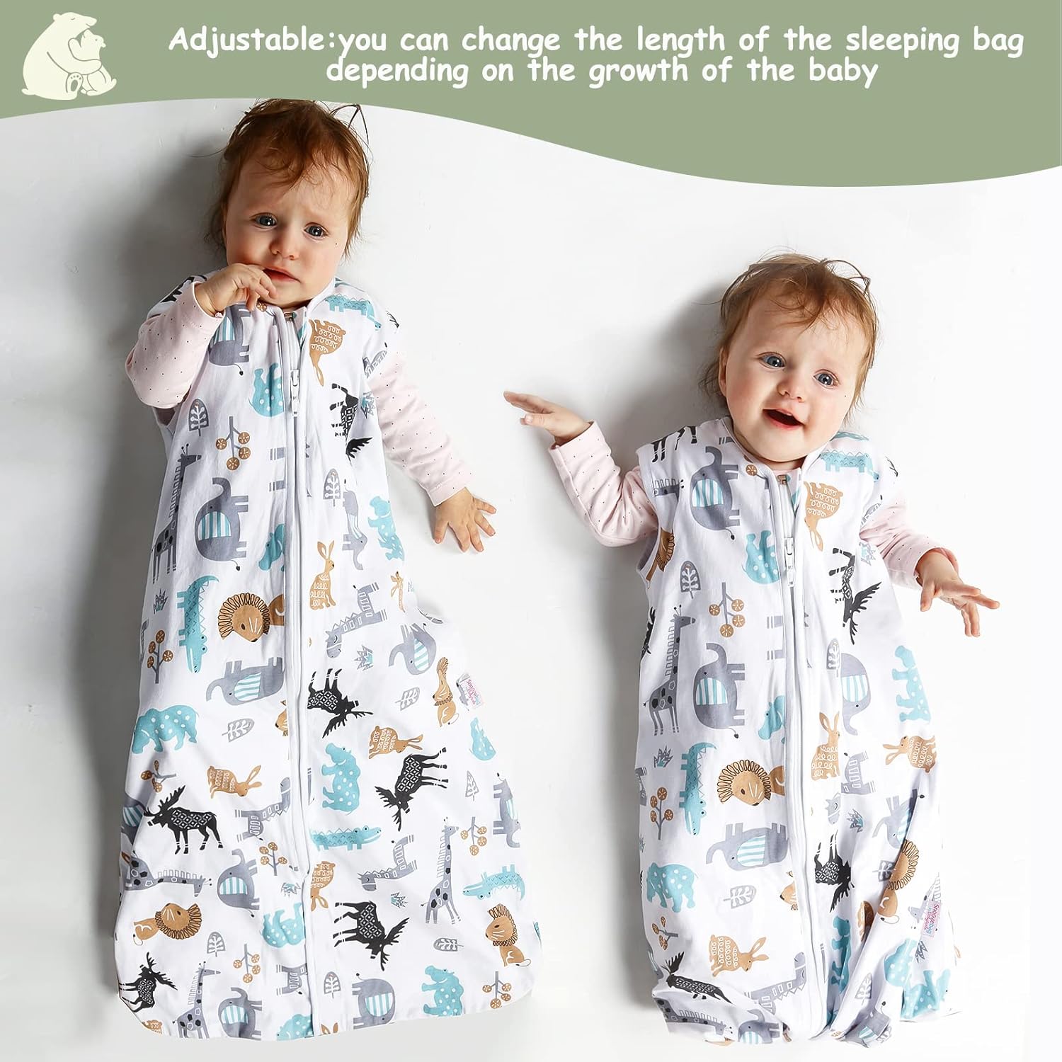 Thumbnail 2 de Lictin Baby Sleeping Bag 0.5 Tog – 100% Cotton, 2-Pack Sleep Sack for 18–36 Months