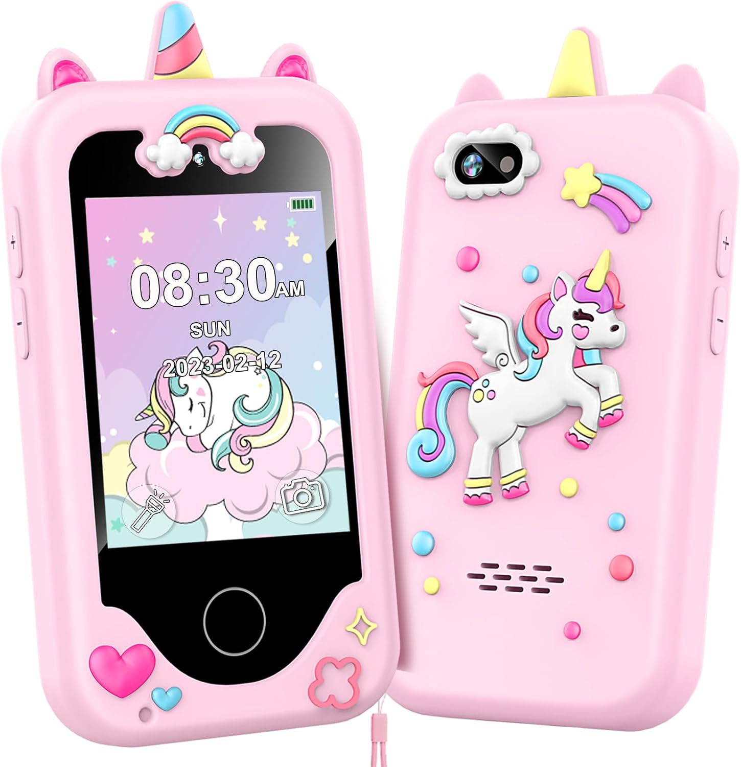 Detalle de Luoba Kids Smart Phone for Girls & Boys (Pink) 2.8" Touchscreen Toy Phone with Dual Camera, Games, Music & 8GB Card