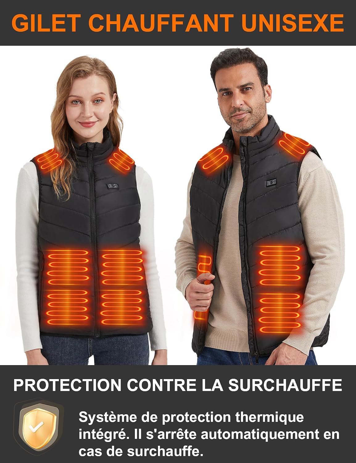 Detalle de vapesoon Gilet chauffant mixte, 15 zones et 3 niveaux de chaleur