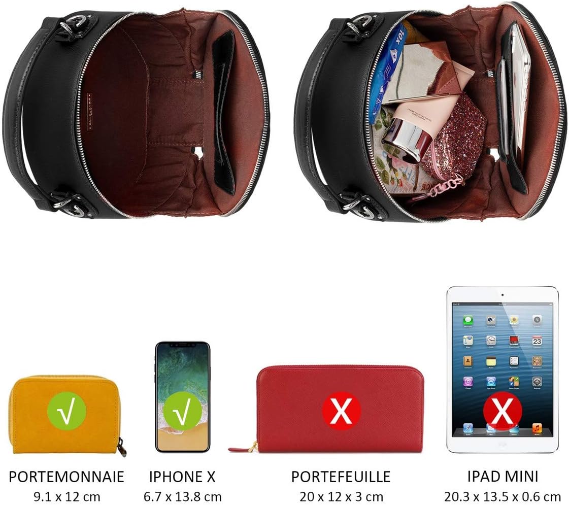 Thumbnail 6 de David Jones Sac à Main Bandoulière Rond Femme en PU Rigide Noir