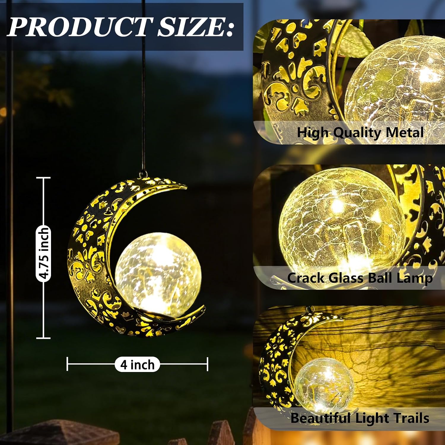 Detalle 2 de Solar Moon Lantern, Bronze Metal