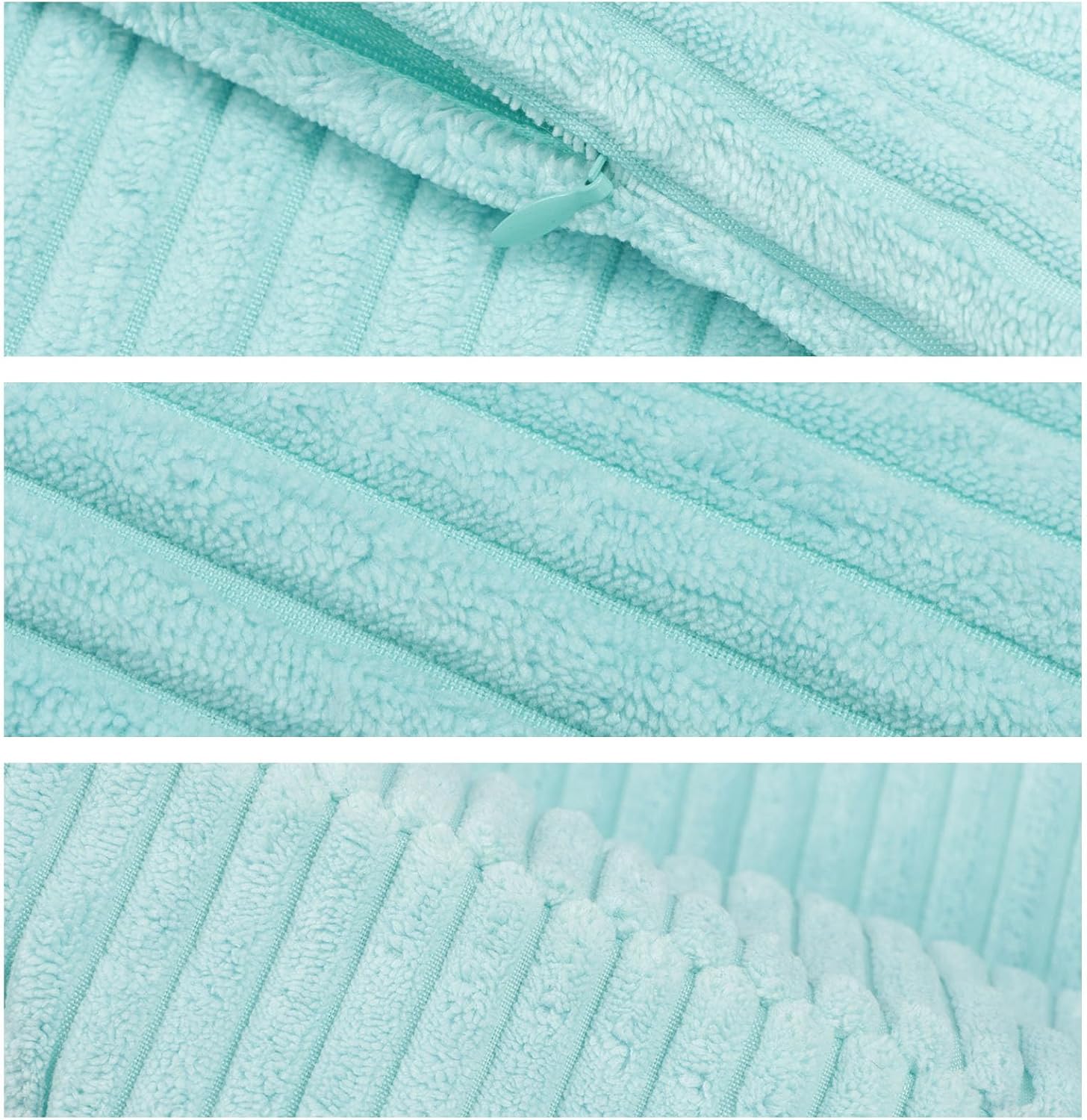 Thumbnail 3 de Betadistor Set of 2 Decorative Corduroy Cushion Covers 18x18 Inches (45cm x 45cm) in Sky Blue