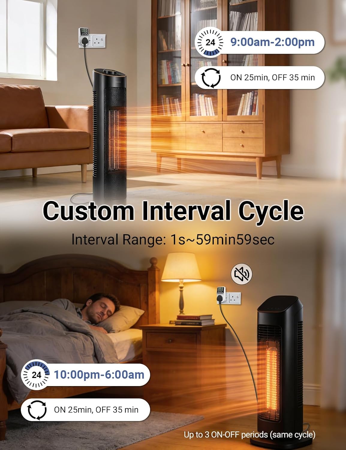 Detalle 2 de ORIDGET 24 Hour Digital Electric Timer Plug Socket (13A / 240V) with Countdown & Repeat Cycle