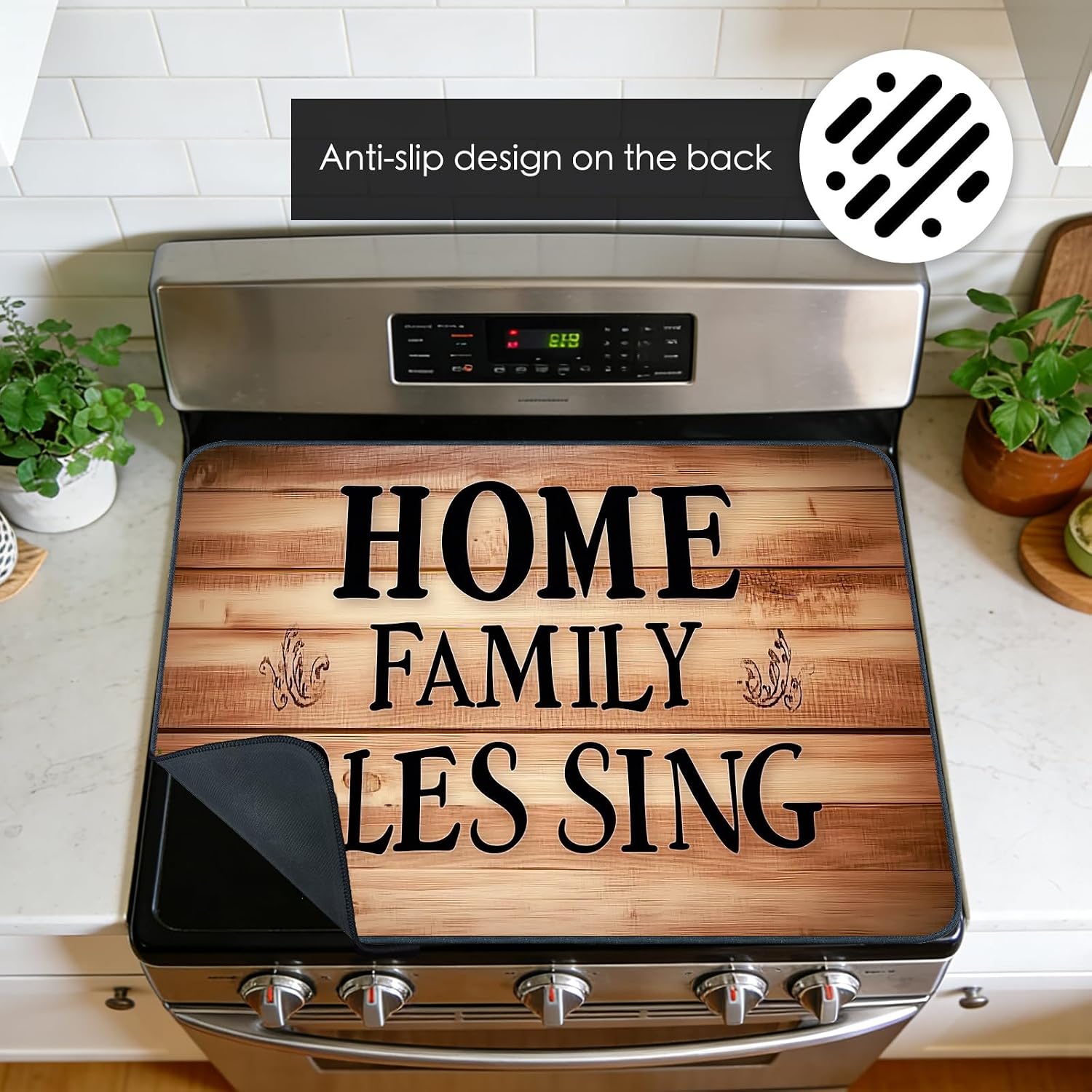 Detalle de Nuxovilar Family Blessing Stove Cover, 20.47 x 28.34 in Polyester-Diatom Mud Blend